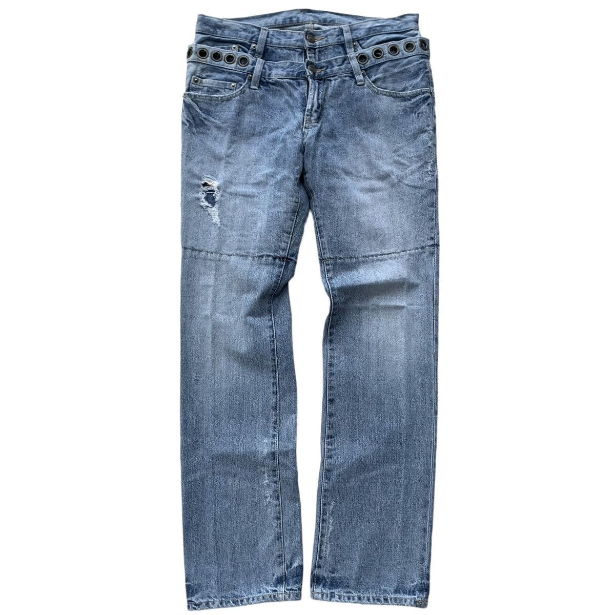 PPFM Rare PPFM Japanese Double Waist Studded Punk Denim Jeans Size US 31 - 1 Thumbnail