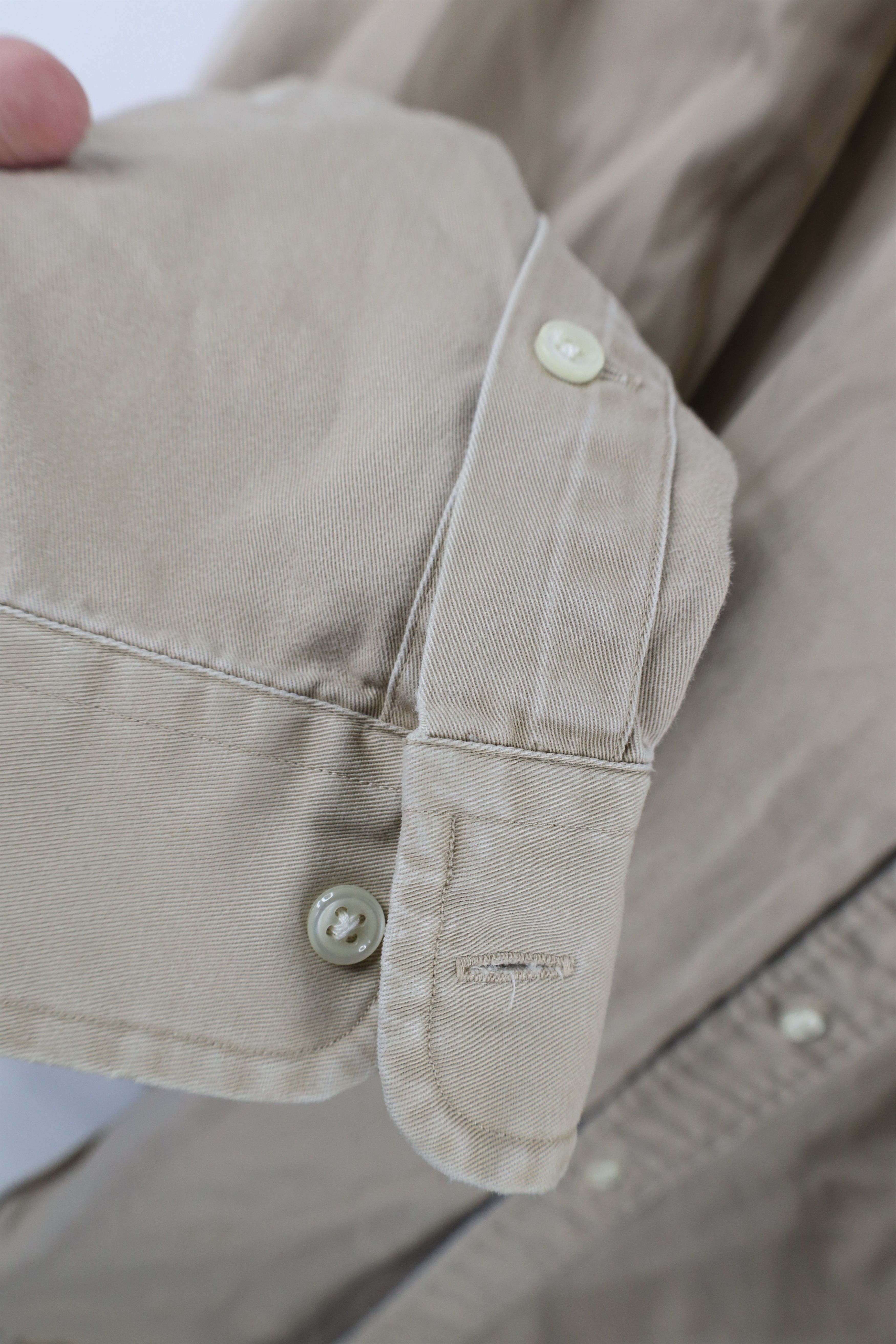 Ralph Lauren × Vintage Vintage 90s Ralph Lauren Twill Button Down Shirt Beige Size US XL / EU 56 / 4 - 6 Thumbnail