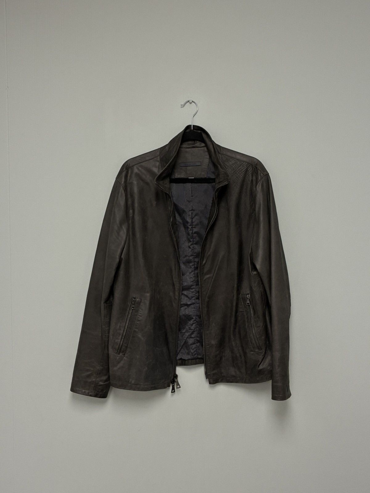 John Varvatos Funnel Neck Leather Jacket EU 52 USA 42 Size US L / EU 52-54 / 3 - 3 Thumbnail