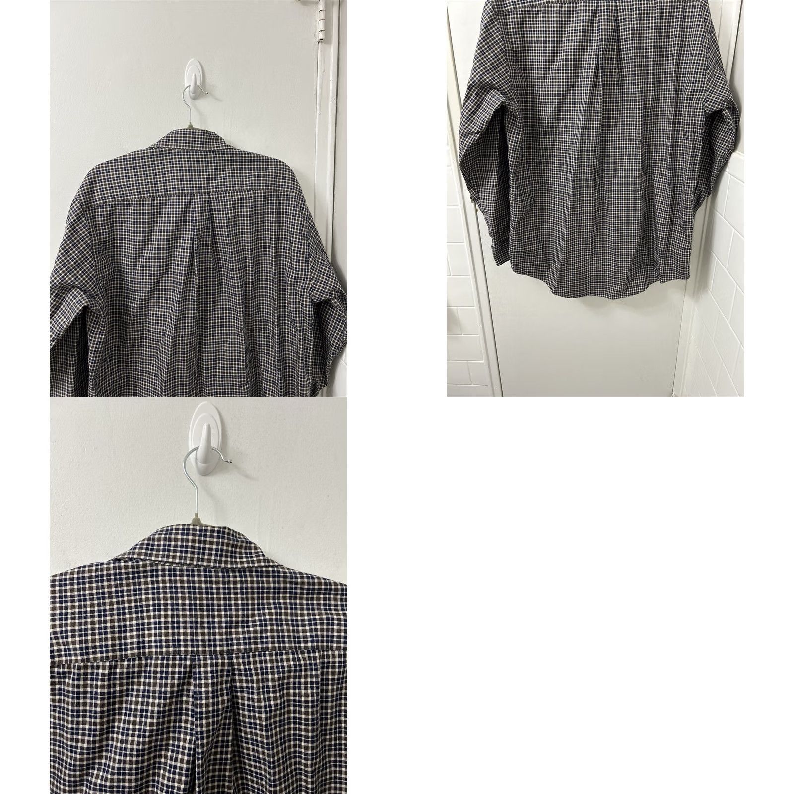 Brooks Brothers Brooks Brothers Button-Down Shirt Mens M Navy Blue Brown Check Plaid Non-Iron All Seasons Pocket Size US M / EU 48-50 / 2 - 8 Thumbnail