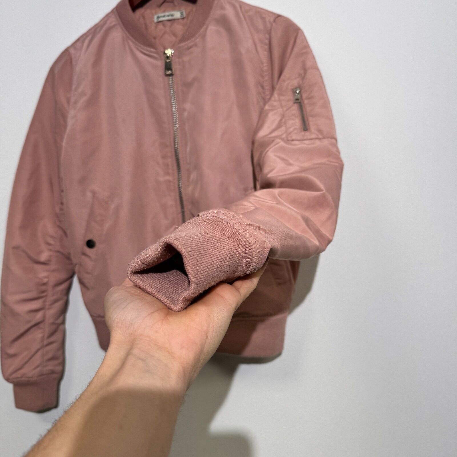 Vintage Vintage Unisex Pink Polyester Bomber Jacket Size S Washed Size US S / EU 44-46 / 1 - 6 Thumbnail
