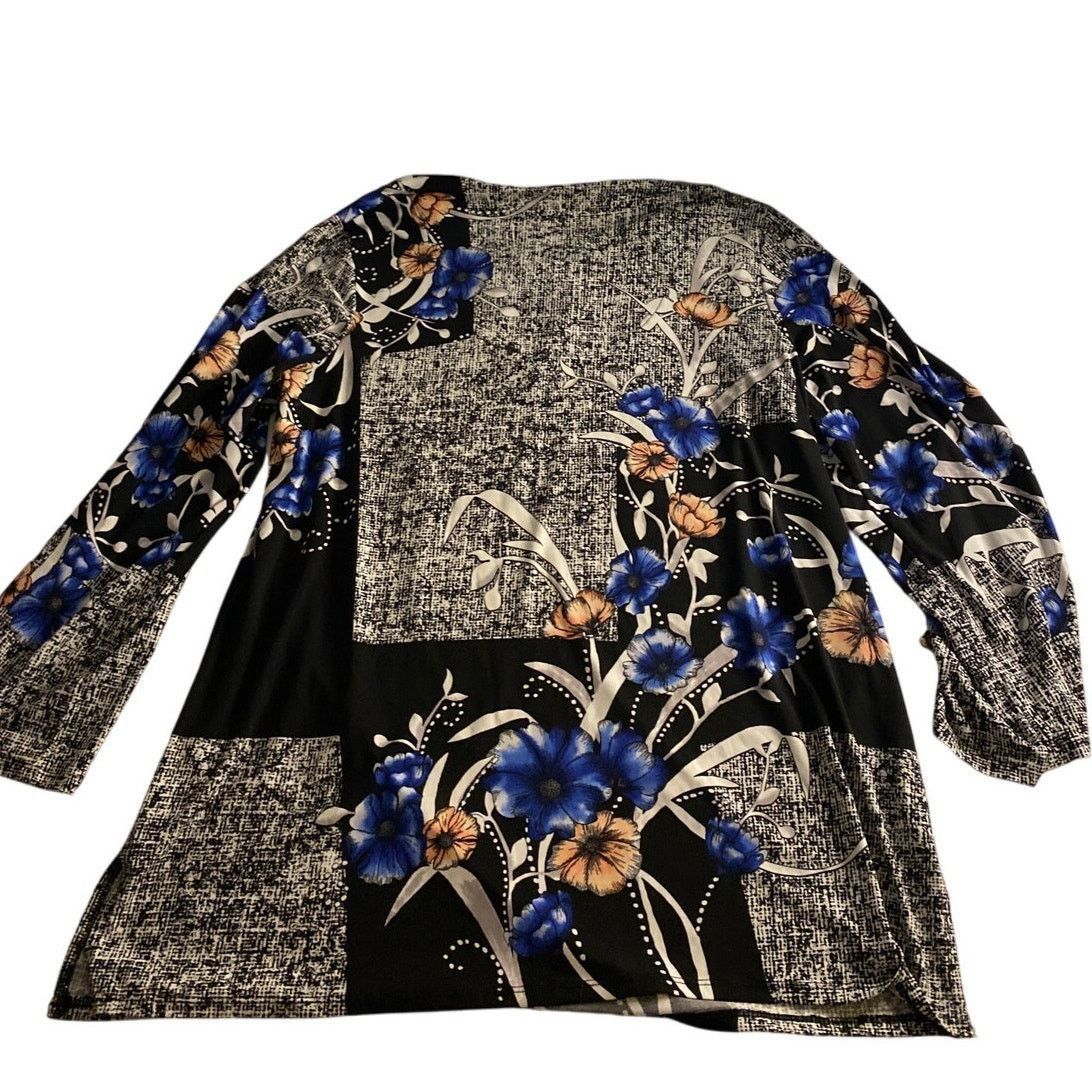 Other Chic Floral Patchwork Blouse Black Blue JM Collection 0X Size XL / US 12-14 / IT 48-50 - 6 Thumbnail
