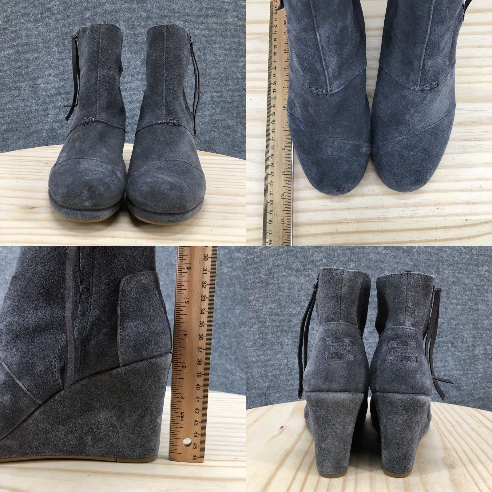 Toms Toms Boots Womens 10 Gray Desert Lace Up Wedge Ankle Bootie Suede Casual 300515 Size US 10 / IT 40 - 8 Thumbnail