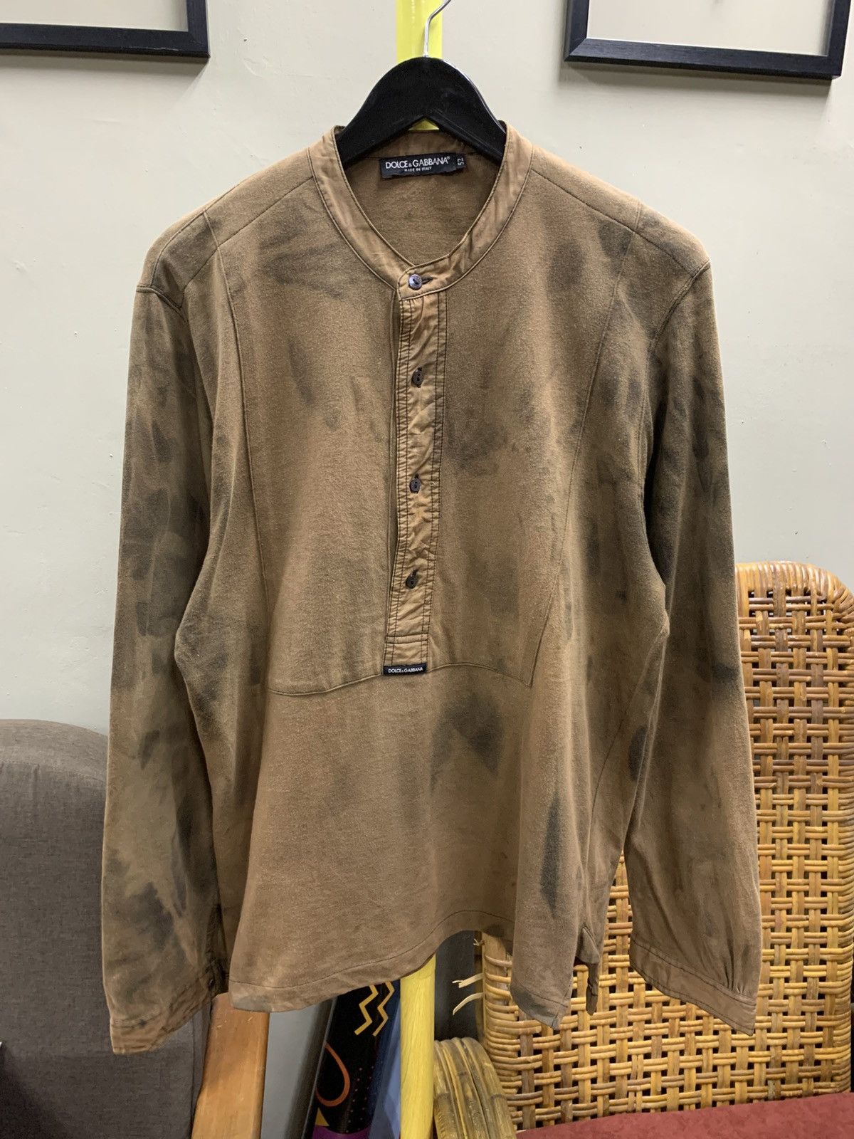 Dolce & Gabbana DOLCE & GABBANA ACID WASH HALF BUTTON LONGSLEEVE SHIRT Size US L / EU 52-54 / 3 - 1 Thumbnail