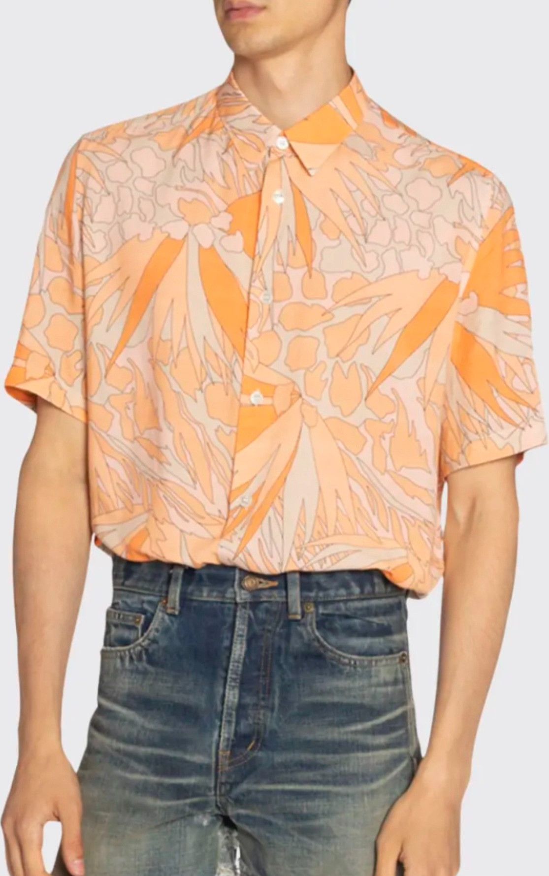 Saint Laurent Paris Saint Laurent Tropical Print Short Sleeve Shirt Size US M / EU 48-50 / 2 - 1 Thumbnail