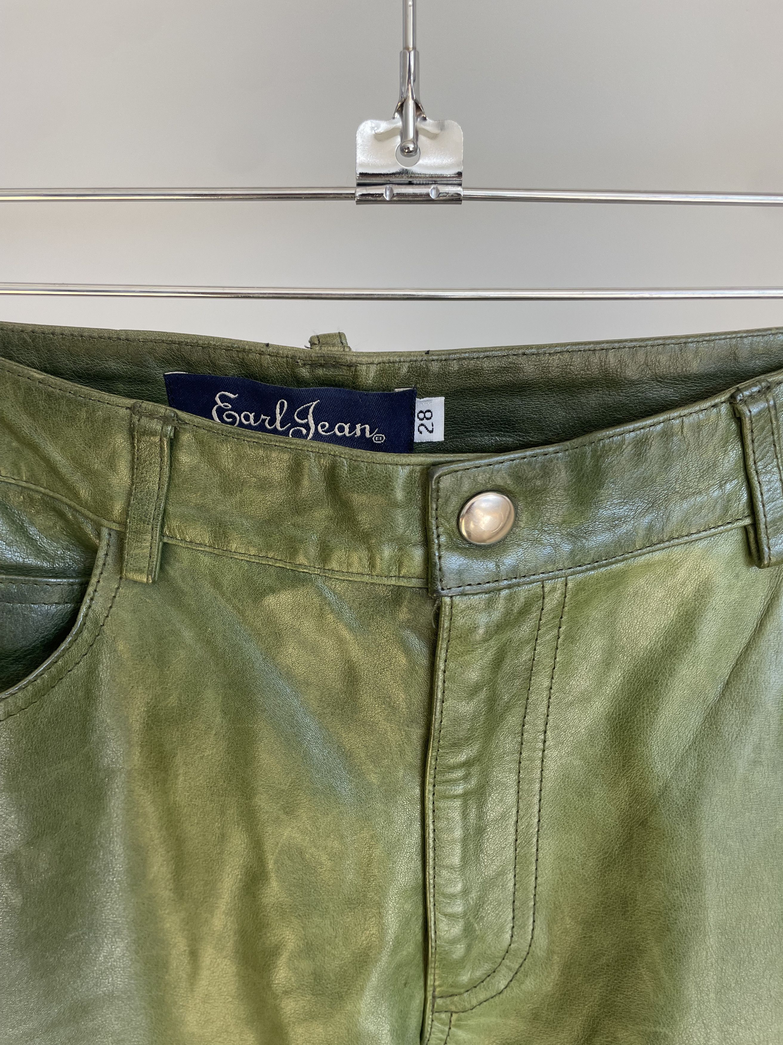 Earl Jeans Earl Jean Green Leather Pants Size 29" - 2 Thumbnail