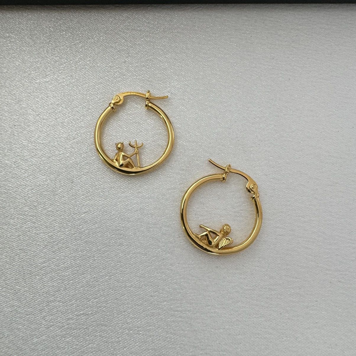 Other 20mm Angel Demon Gold Hoop Earrings for Women Size ONE SIZE - 3 Thumbnail
