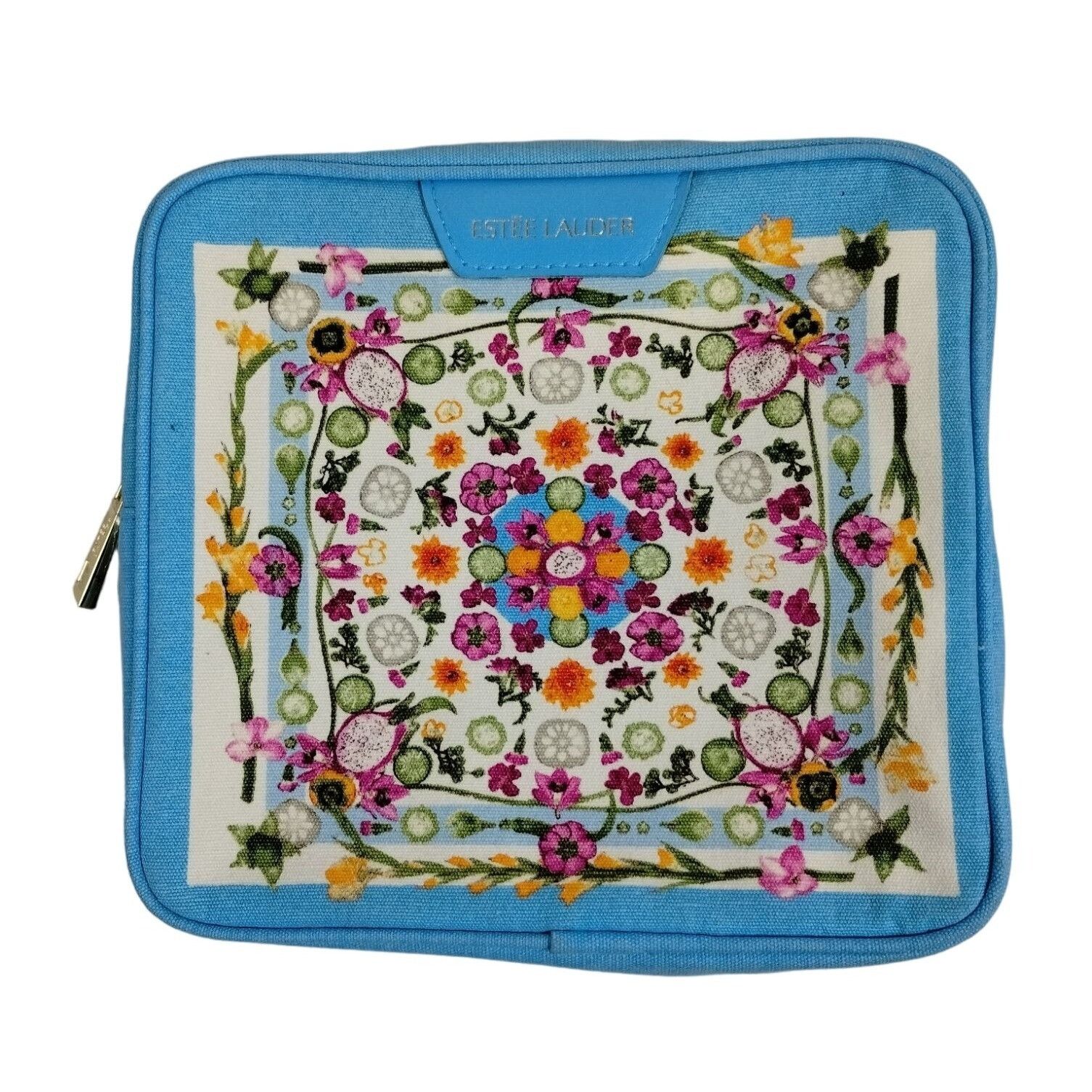 Designer Estee Lauder Blue Floral Makeup Toiletries Bag Print by Amba Size ONE SIZE - 1 Thumbnail