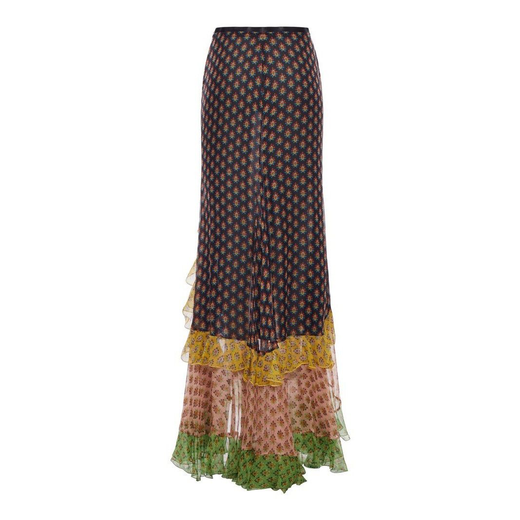 Etro ETRO Ruffles Patchwork Long Silk Dress New & Authentic (Wome Size M / US 6-8 / IT 42-44 - 2 Thumbnail