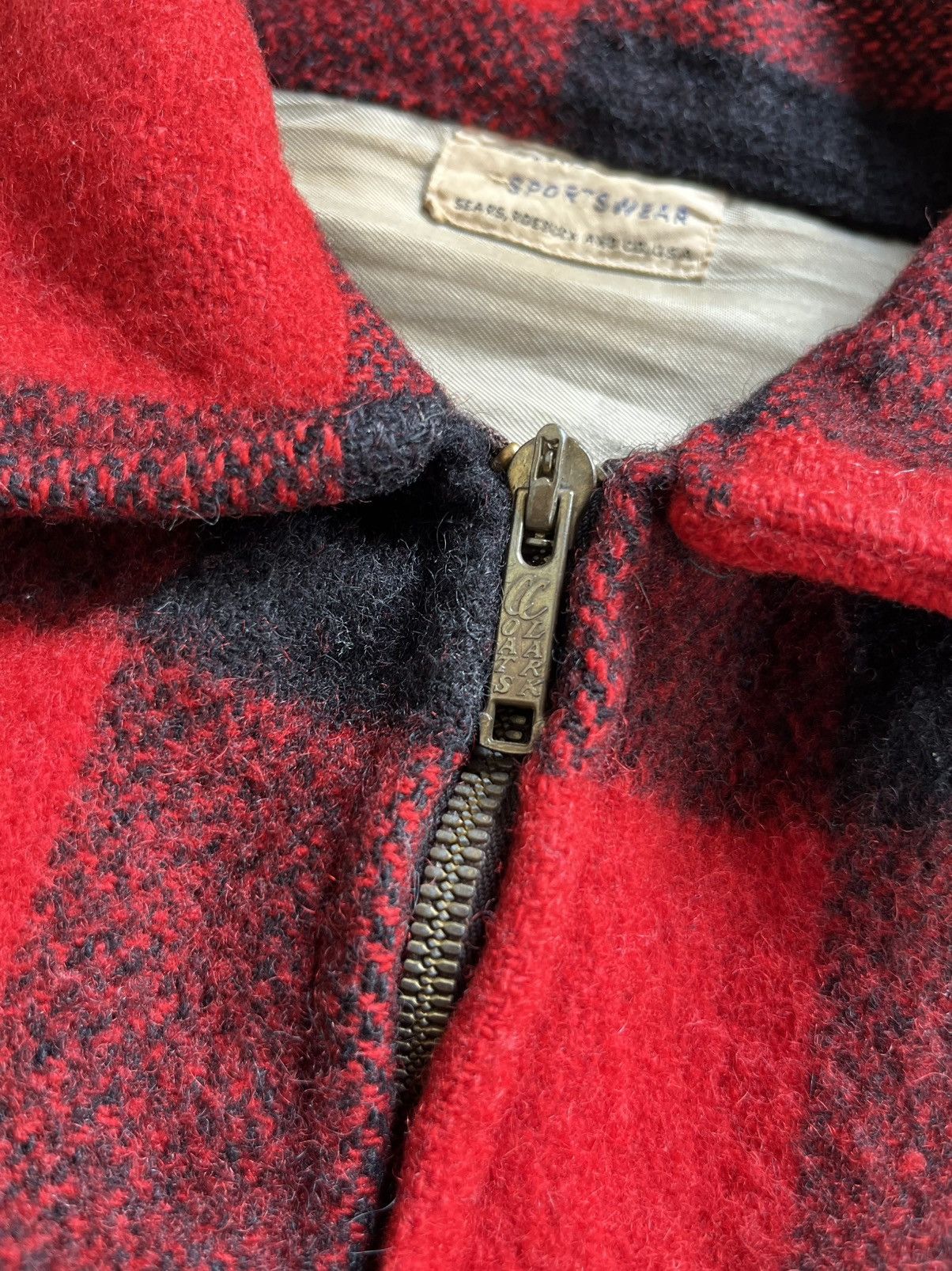 Vintage Vintage 50’s mackinaw buffalo plaid wool zip jacket Size US XL / EU 56 / 4 - 5 Thumbnail