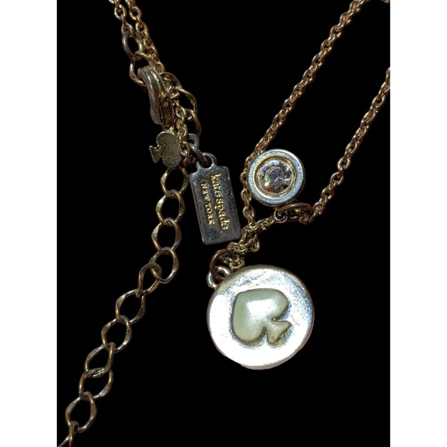 Kate Spade Kate Spade Spot The Spade White And Gold Necklace Size ONE SIZE - 3 Thumbnail