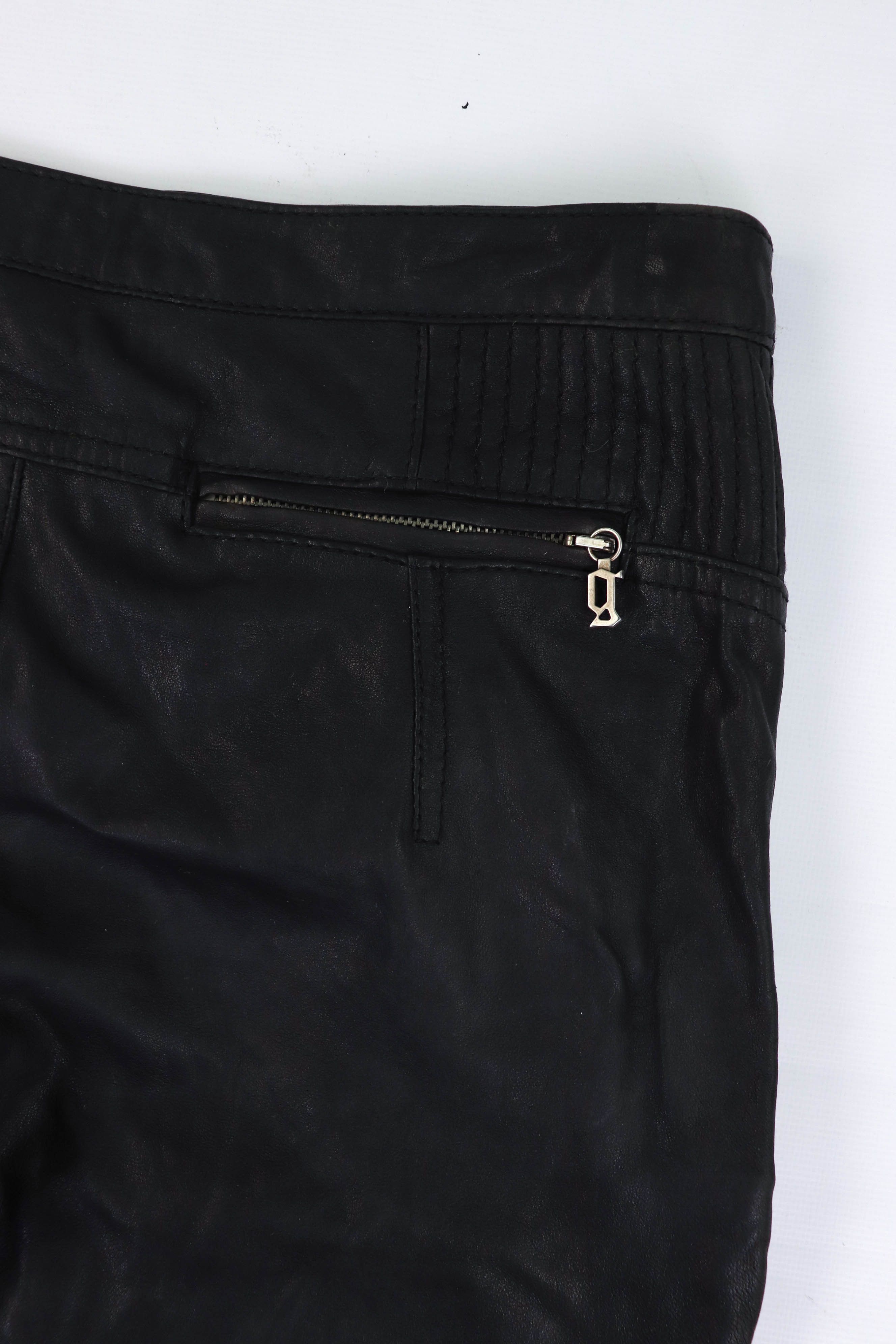 John Galliano Vintage Galliano 2000s Black Leather Zip Biker Pants Size 30" / US 8 / IT 44 - 10 Thumbnail