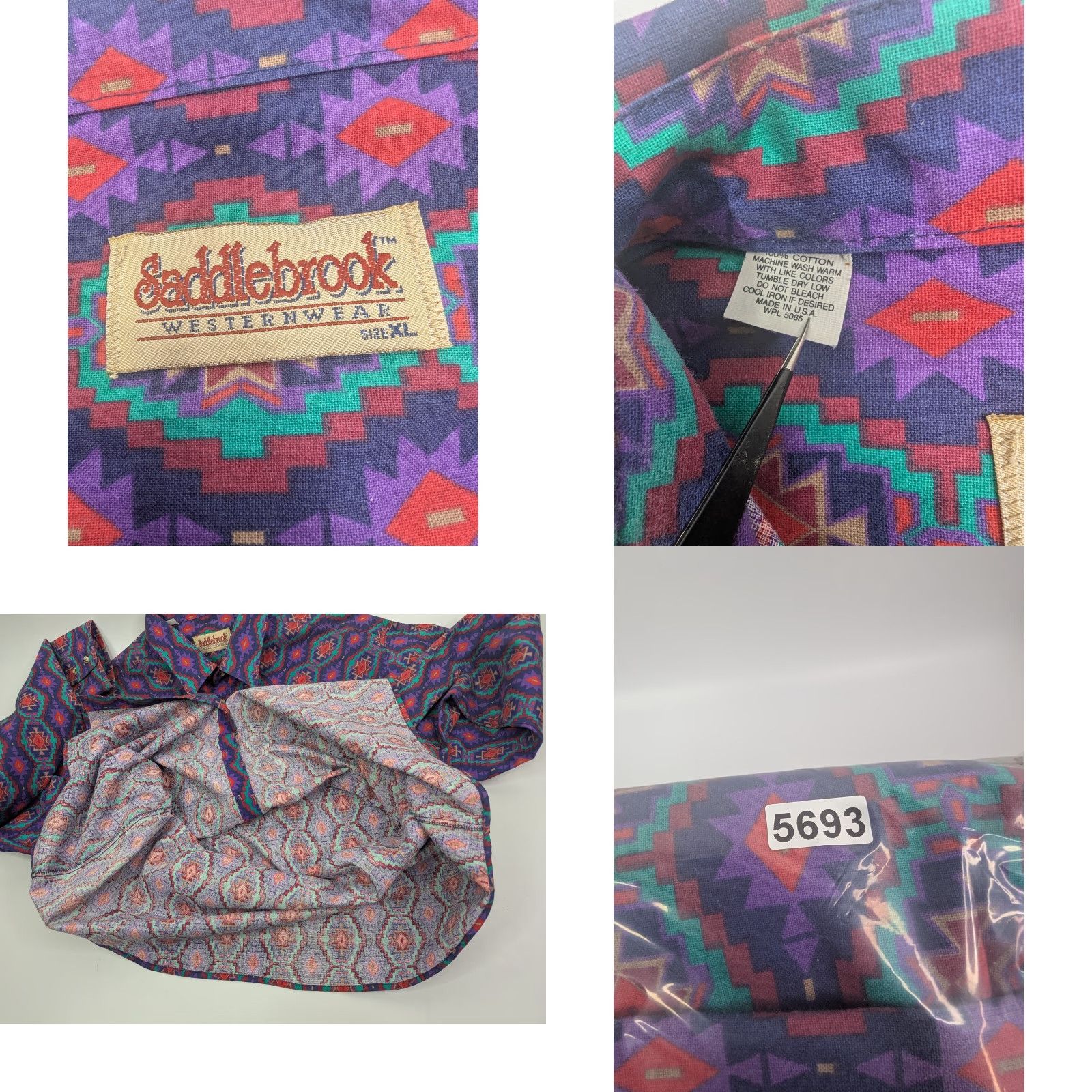 Vintage VINTAGE Saddlebrook Western Wear Button-Up Shirt XL Purple 90’s Geometric Cowboy Western Mens Shirt Size US XL / EU 56 / 4 - 8 Thumbnail