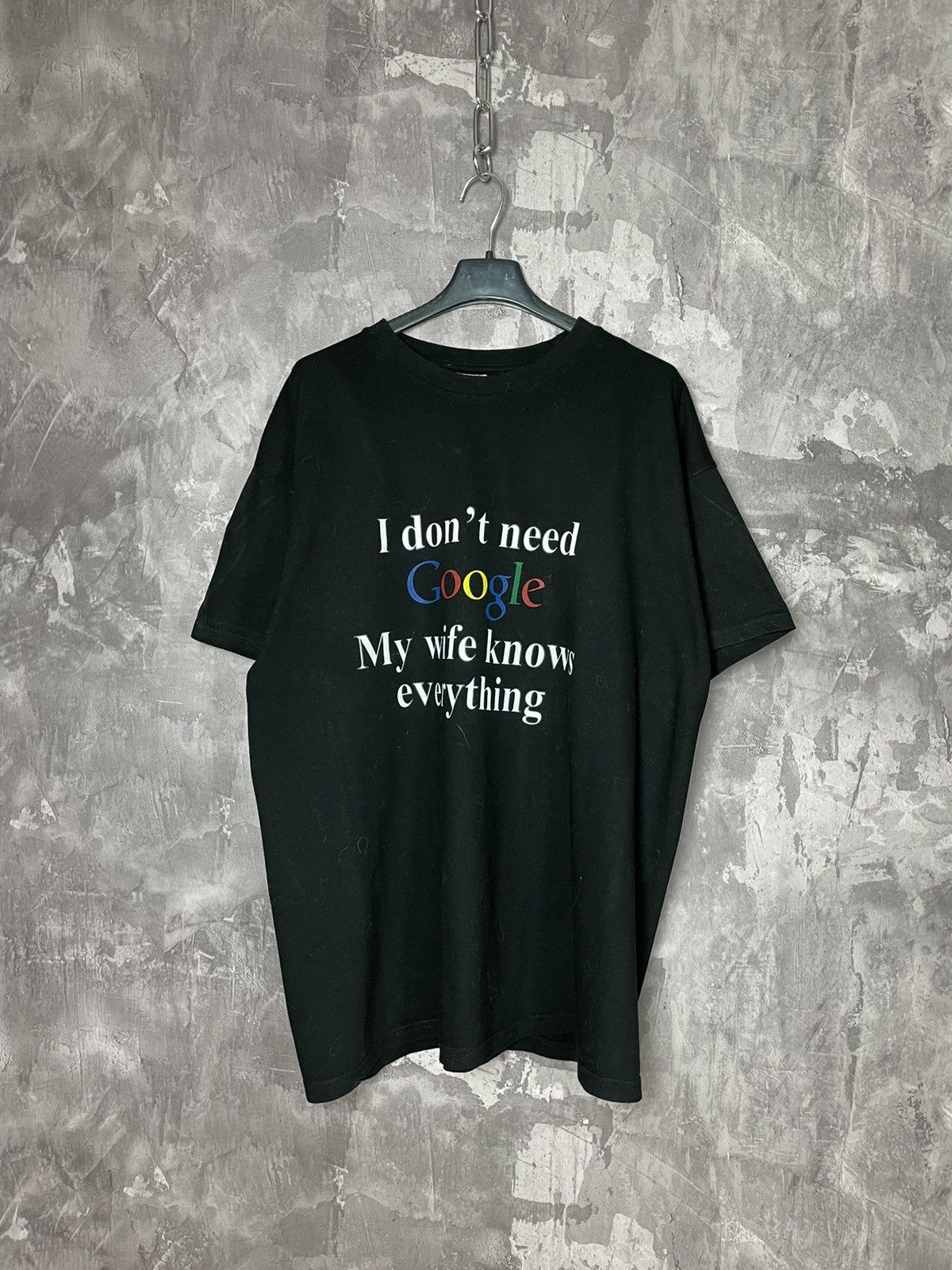 Vintage I DON'T NEED GOOGLE MY WIFE KNOWS EVERYTHING TEE T SHIRT Size US L / EU 52-54 / 3 - 1 Thumbnail