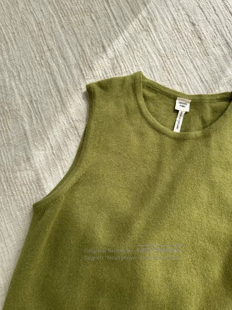 Hermes Hermes Cashmere knit sleeveless top, lime green Size XS / US 0-2 / IT 36-38 - 6 Thumbnail