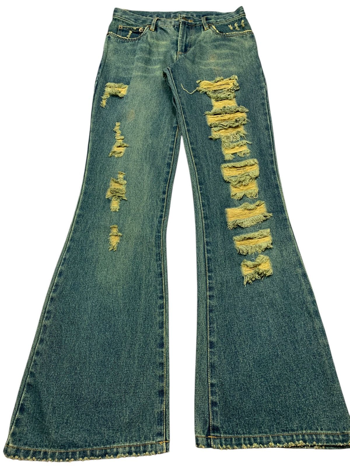 If Six Was Nine Revolt japanese brand distrassed riped flare jeans Size US 28 / EU 44 - 3 Thumbnail