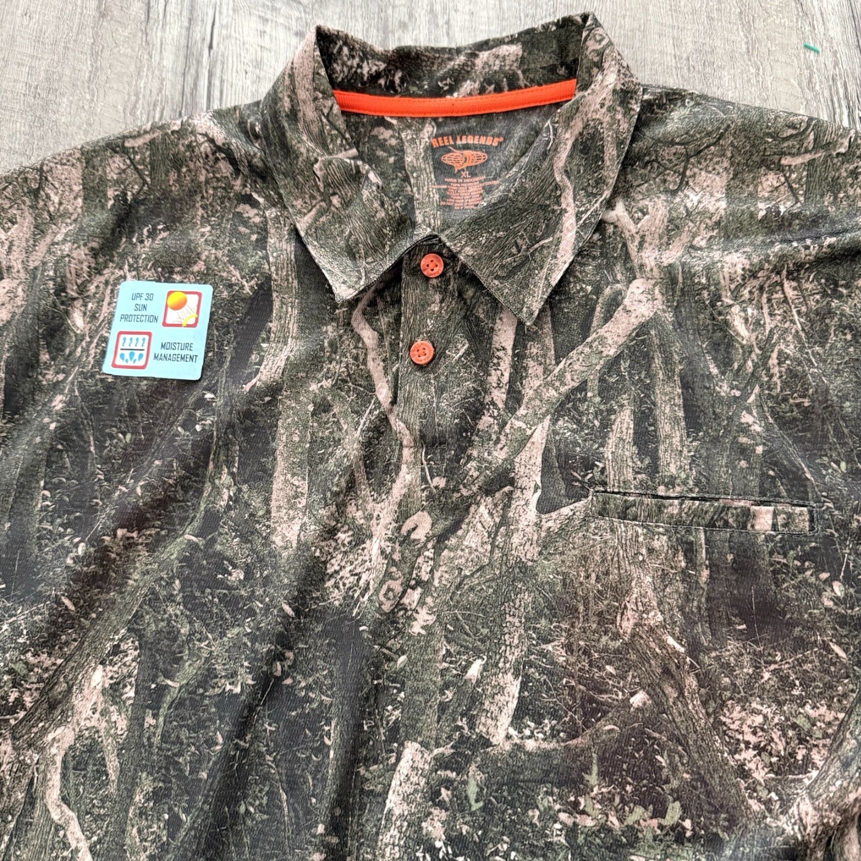 Vintage Reel Legends Freeline Polo Men XL Woodland Performance UPF 30 Wicking Vented NEW Size US XL / EU 56 / 4 - 3 Thumbnail
