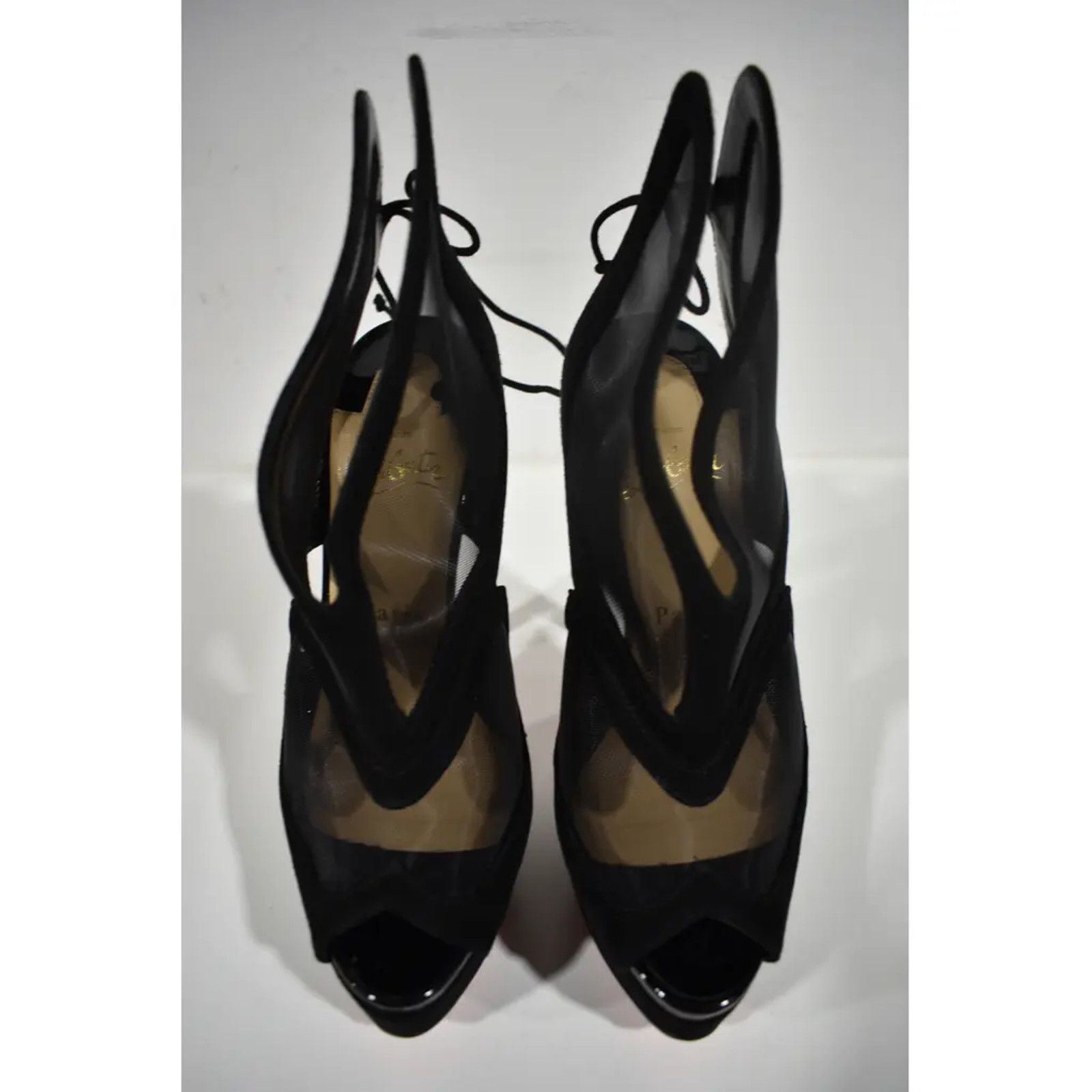 Christian Louboutin Farfamesh 150 Black Platform Peep Toe Sandal Heel Pump 36 Size US 6 / IT 36 - 6 Thumbnail