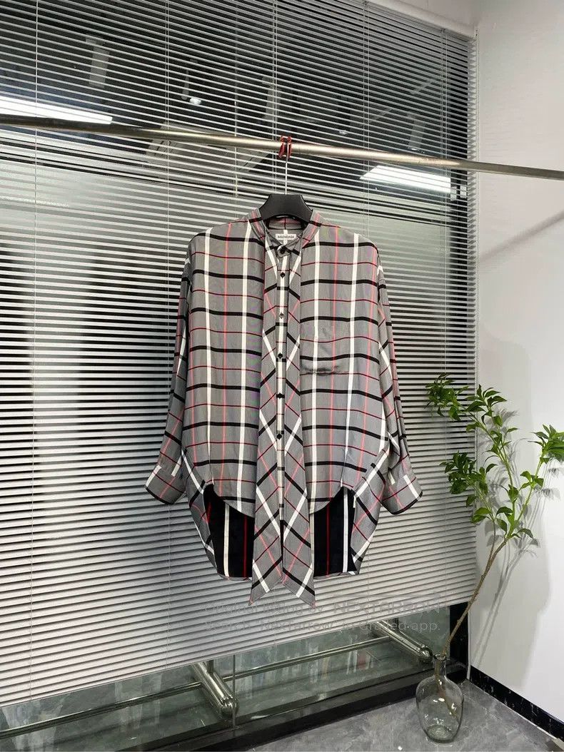 Balenciaga Balenciaga Long-sleeve checkered shirt with print logo Size XXS / US 00 / IT 34 - 2 Thumbnail