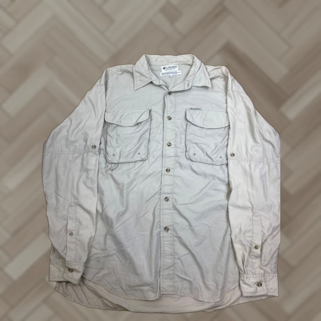 Vintage Columbia Button-Up Shirt Mens L Long Sleeve Beige Outdoor Shopping Size US L / EU 52-54 / 3 - 1 Thumbnail