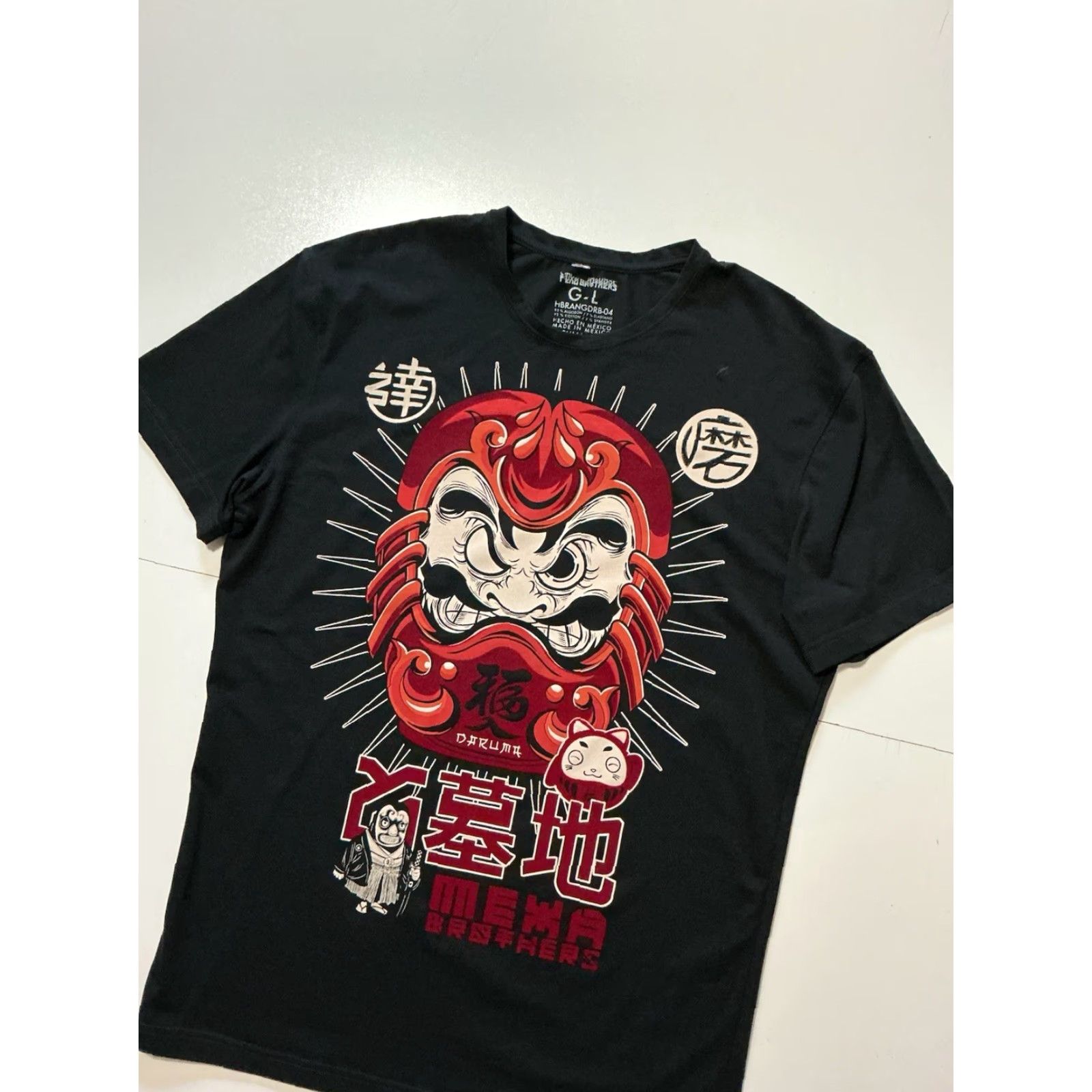 FELT Mexa Brothers Daruma Doll Japanese Luck Fortune Felt Graphic Black T-Shirt Sz. L Size US L / EU 52-54 / 3 - 3 Thumbnail