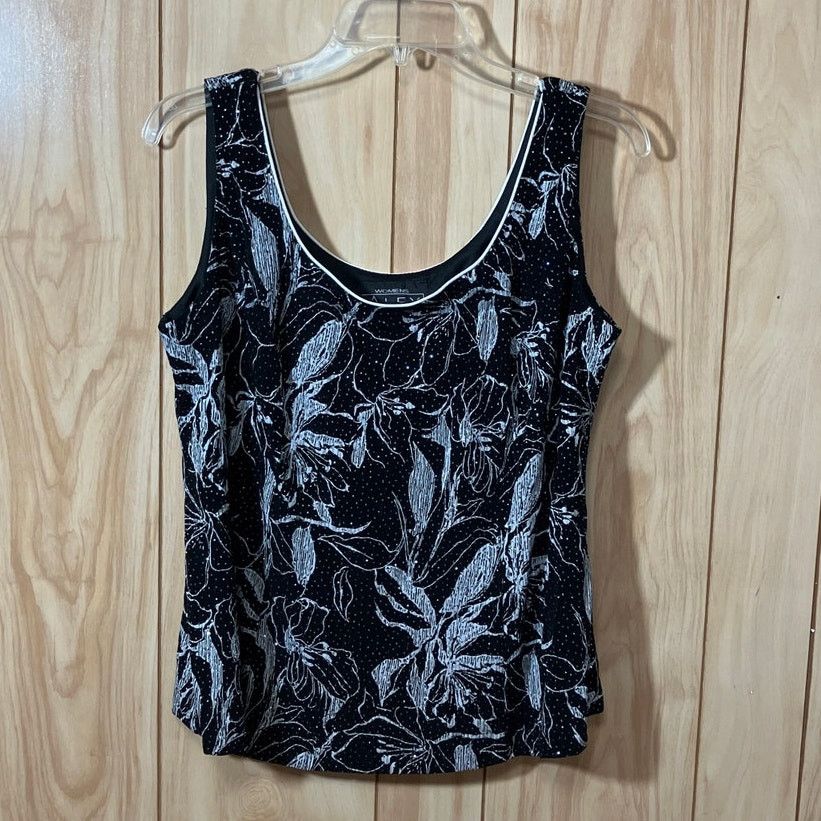 Alex Evenings Alex Evenings Floral Glitter Scoop Sleeveless Blouse 1X Size XL / US 12-14 / IT 48-50 - 1 Thumbnail