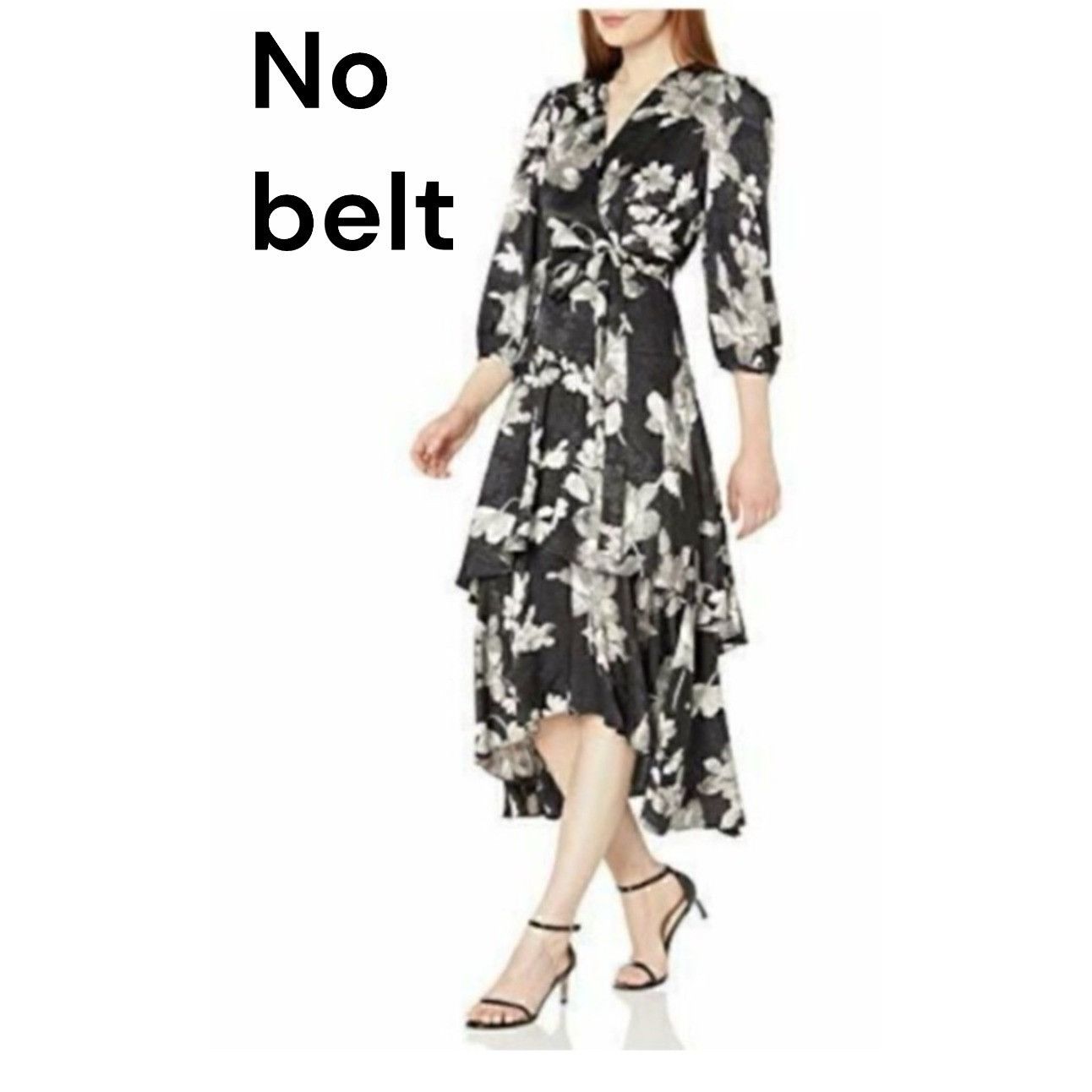 Calvin Klein Calvin Klein Printed Midi Tiered Dress, Black/Silver, Sz. 10 Size M / US 6-8 / IT 42-44 - 1 Thumbnail