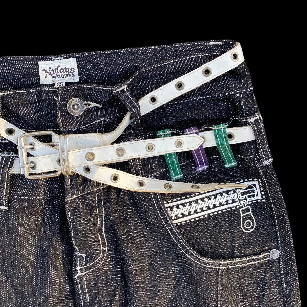 Hysteric Glamour × If Six Was Nine × Japanese Brand Rare Nylaus Double Waist With Belts Denim Jeans Size US 32 / EU 48 - 6 Thumbnail