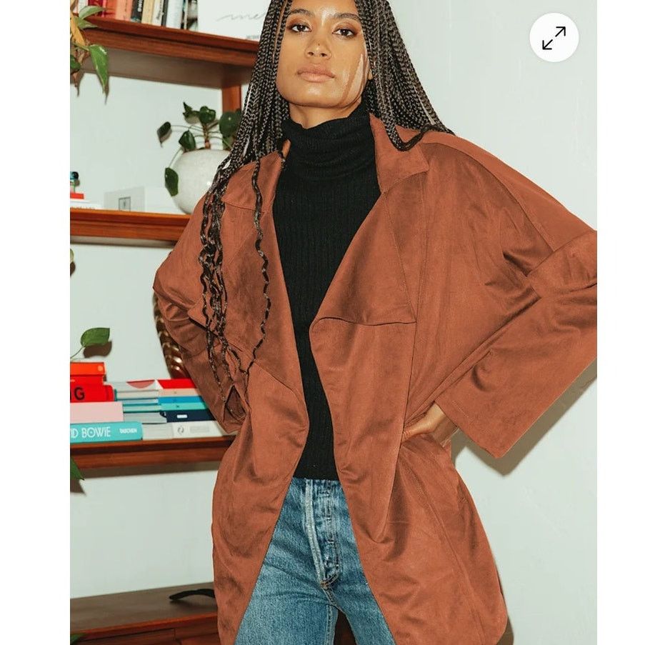 Lulus Lulus Lucky Break Camel Suede Oversized Jacket Size XS Size XS / US 0-2 / IT 36-38 - 1 Thumbnail