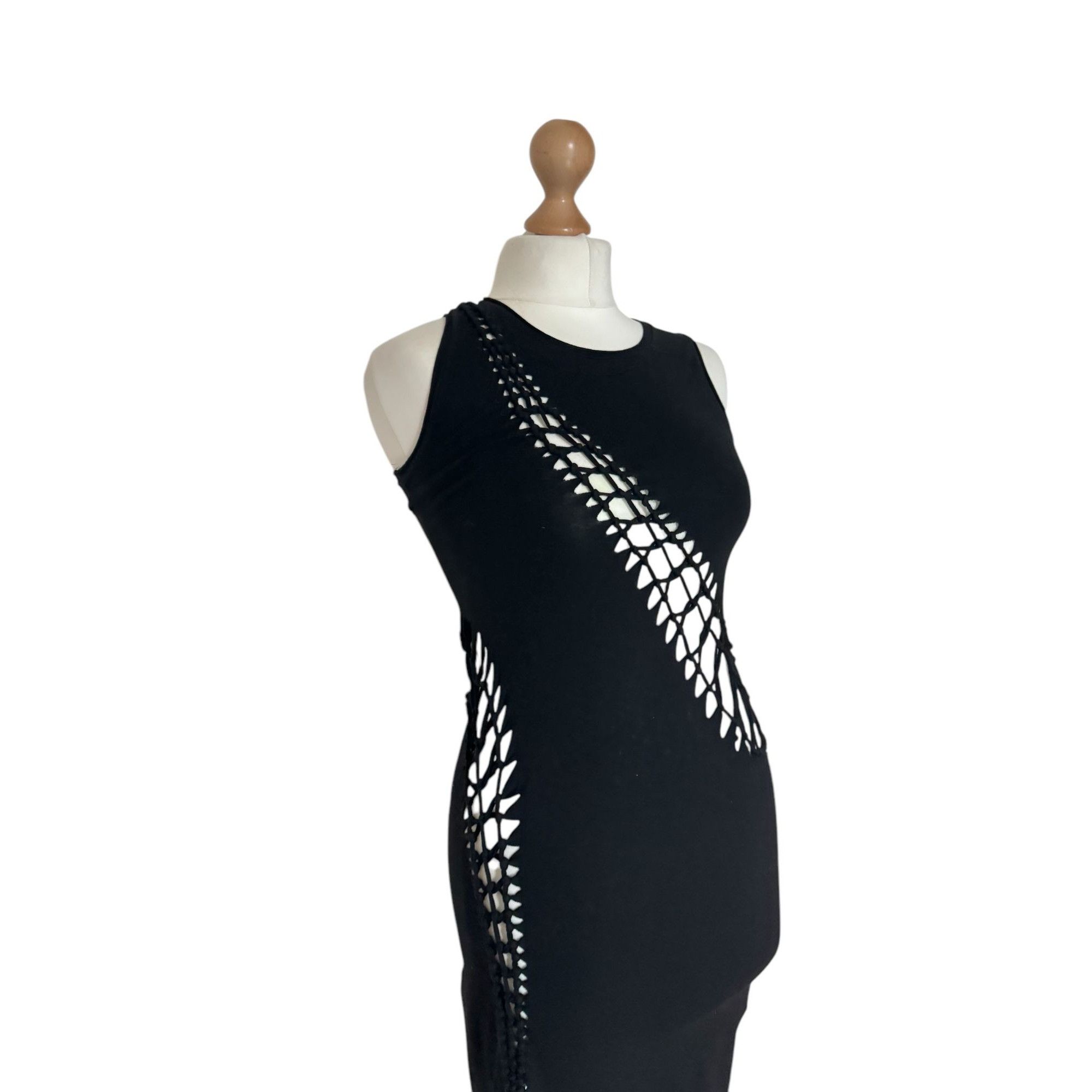Jean Paul Gaultier Vintage SS 2001 Ajouré Black Dress Size M / US 6-8 / IT 42-44 - 3 Thumbnail