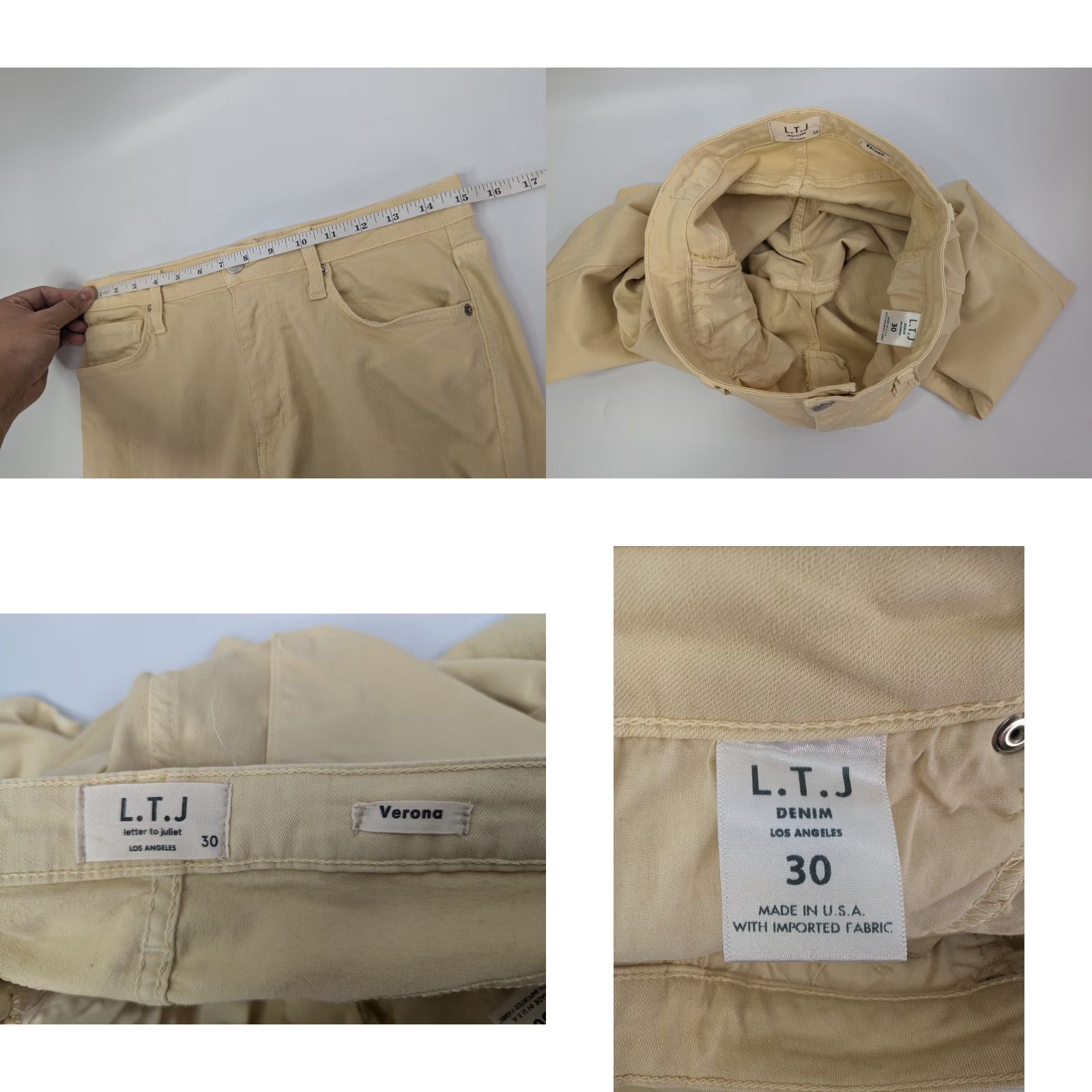 Denime L.T.J. Letters to Juliet Jeans Women's 30 Skinny Denim Yellow 5-Pocket Stretch Comfort Size 30" / US 8 / IT 44 - 8 Thumbnail