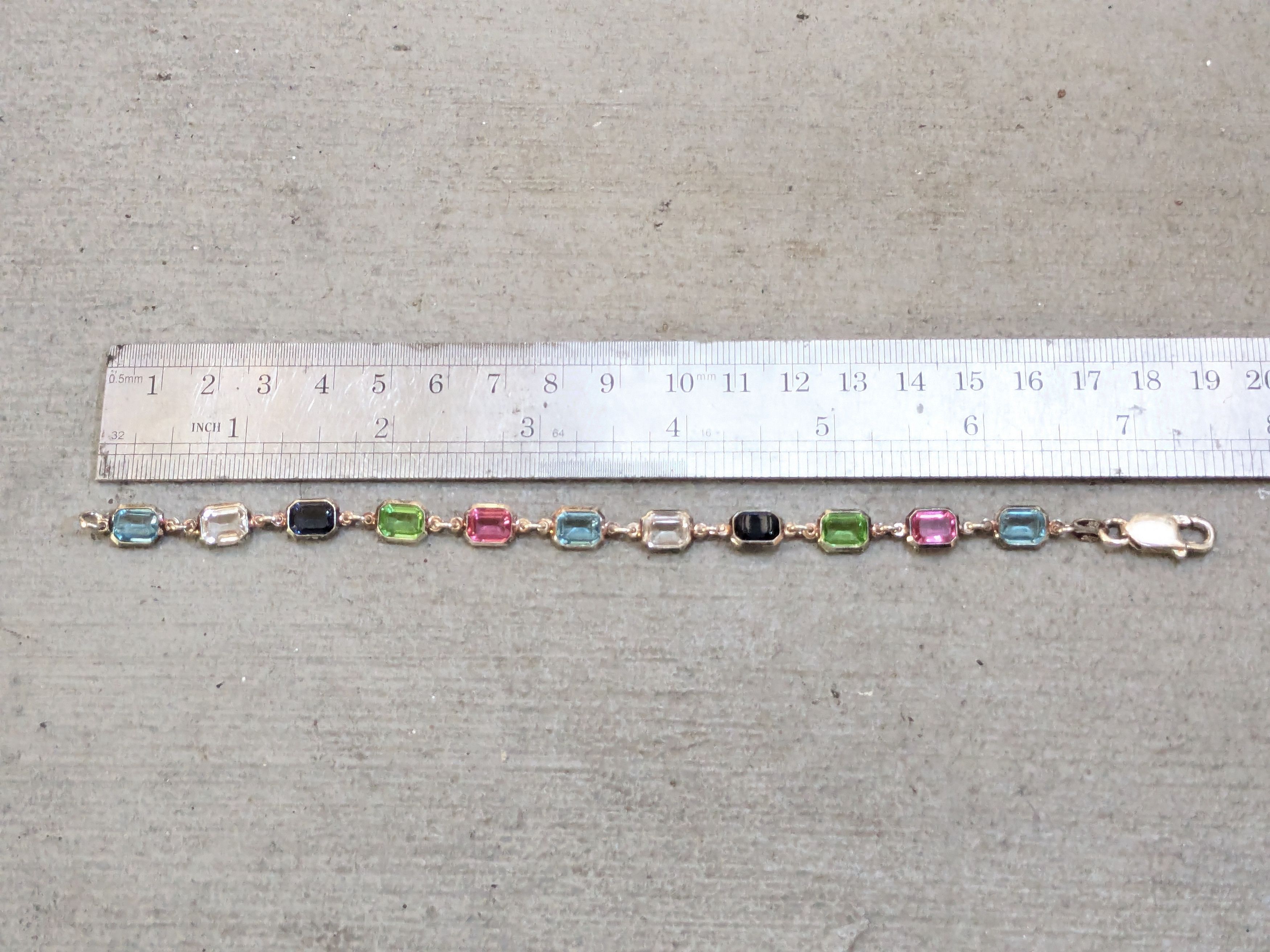 Jewelry × Vintage Vintage Sterling Silver Bracelet Rectangle Chain 7.5" Y2K Size ONE SIZE - 13 Thumbnail