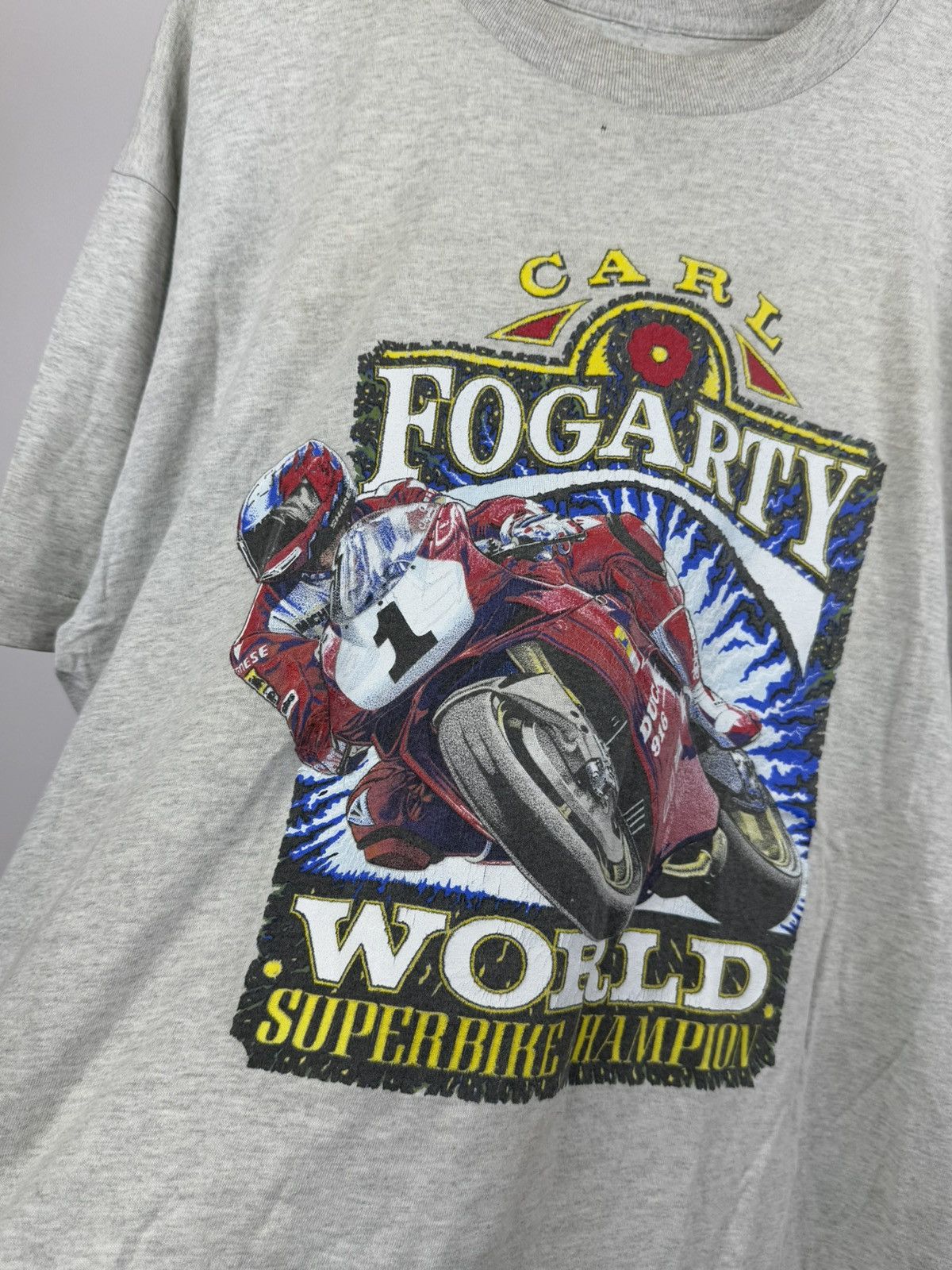 Ducati × Vintage Vintage 90s Ducati Carl Fogarty World Superbike T shirt Tee Size US L / EU 52-54 / 3 - 3 Thumbnail