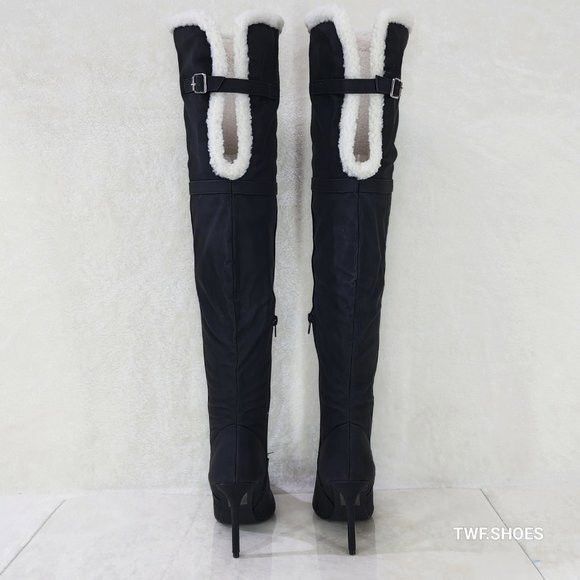 Other Cozy Craze Black Nubuck Over The Knee Fleece High Heel Thigh Size US 8.5 / IT 38.5 - 4 Thumbnail
