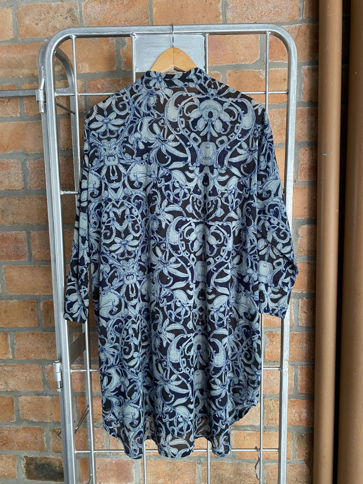 Issey Miyake Plantation Sheer Black Floral Tunic Top Size M / US 6-8 / IT 42-44 - 8 Thumbnail