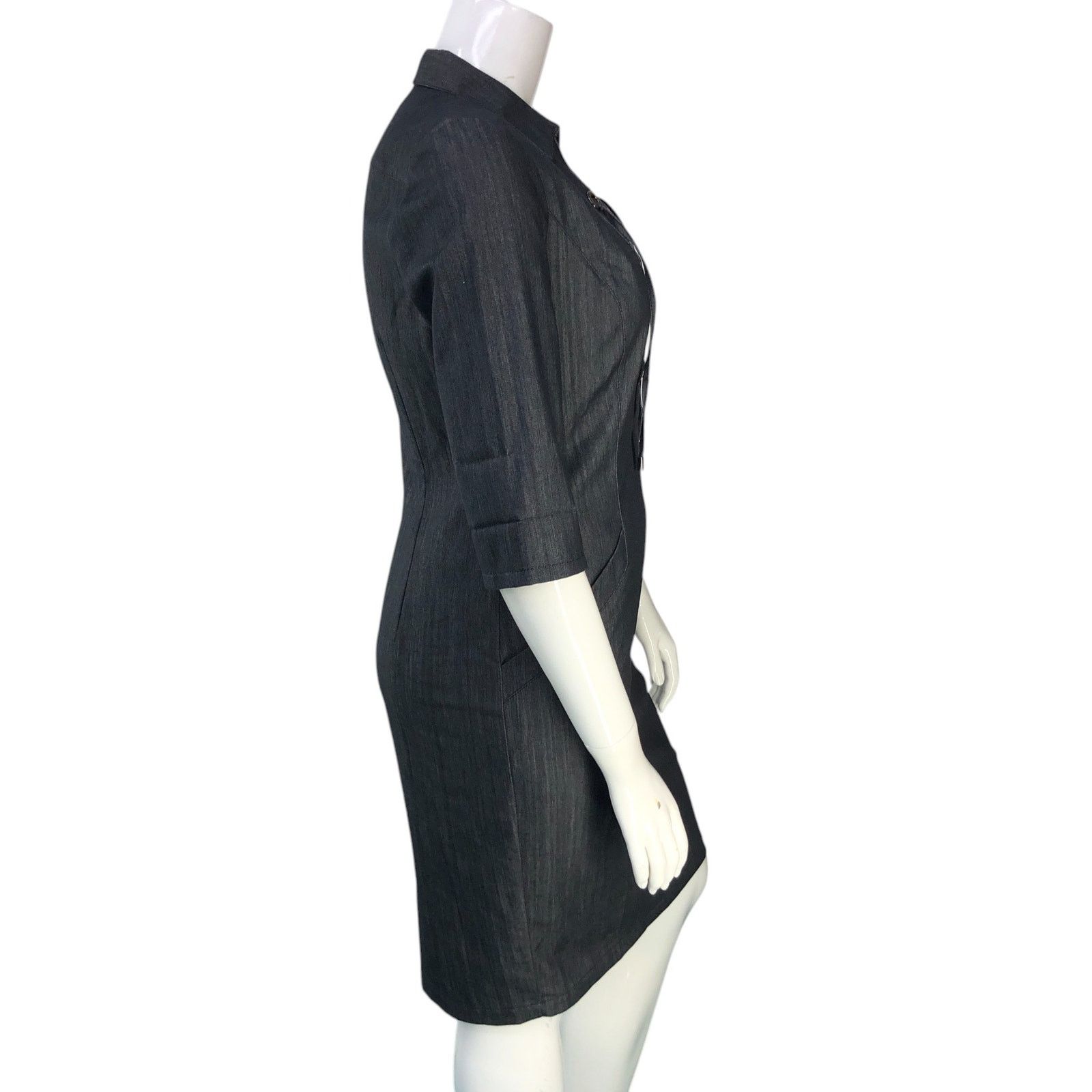 Lafayette 148 Lafayette 148 Size 8 Dress Nissa Lace Up Short Sleeve Grey Size M / US 6-8 / IT 42-44 - 9 Thumbnail