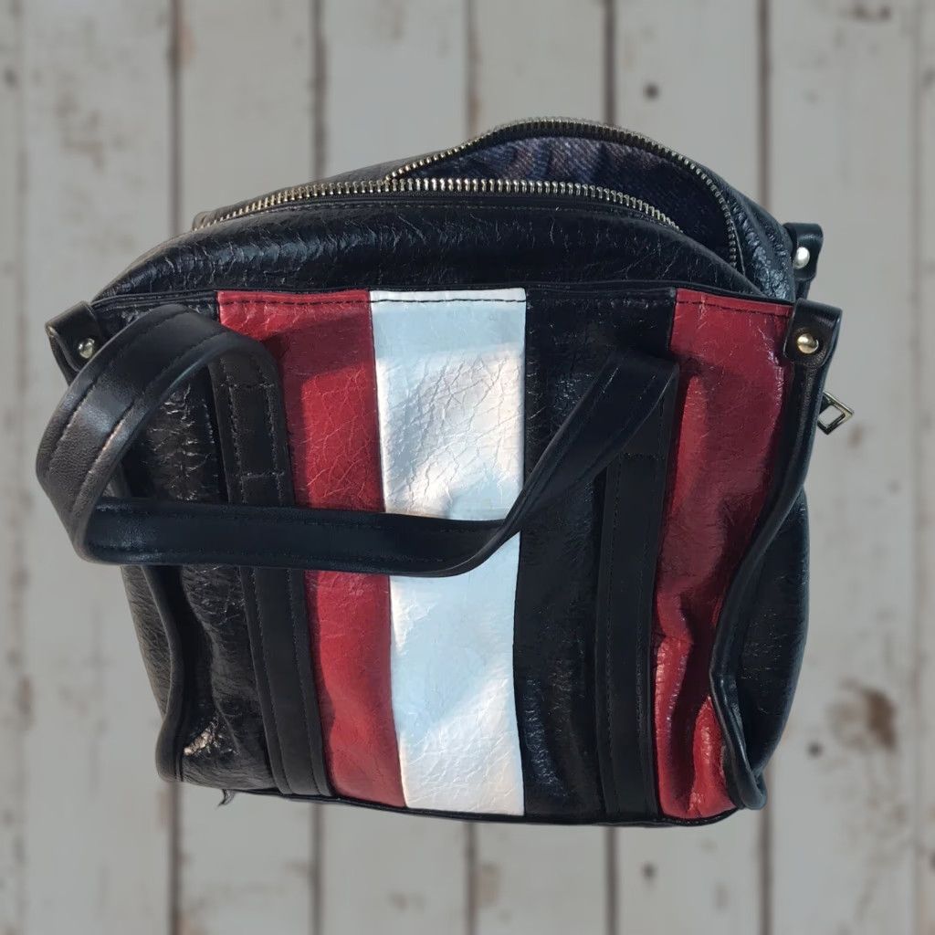 Vintage Urban Expressions Satchel Bag, Medium, Black/Red/White, Casual Travel Workwear, Double Handle, Lightweight, Womens Size ONE SIZE - 1 Thumbnail