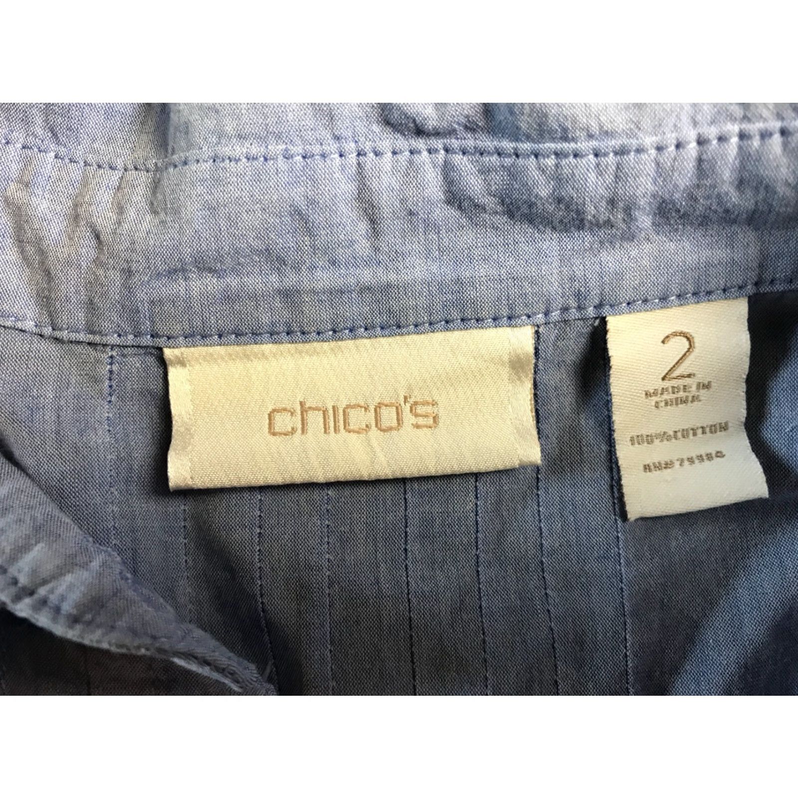 Vintage VINTAGE Chico's Shirt Women's Size 2 Solid Blue Half Button Up Long Sleeve Collared Size XS / US 0-2 / IT 36-38 - 3 Thumbnail