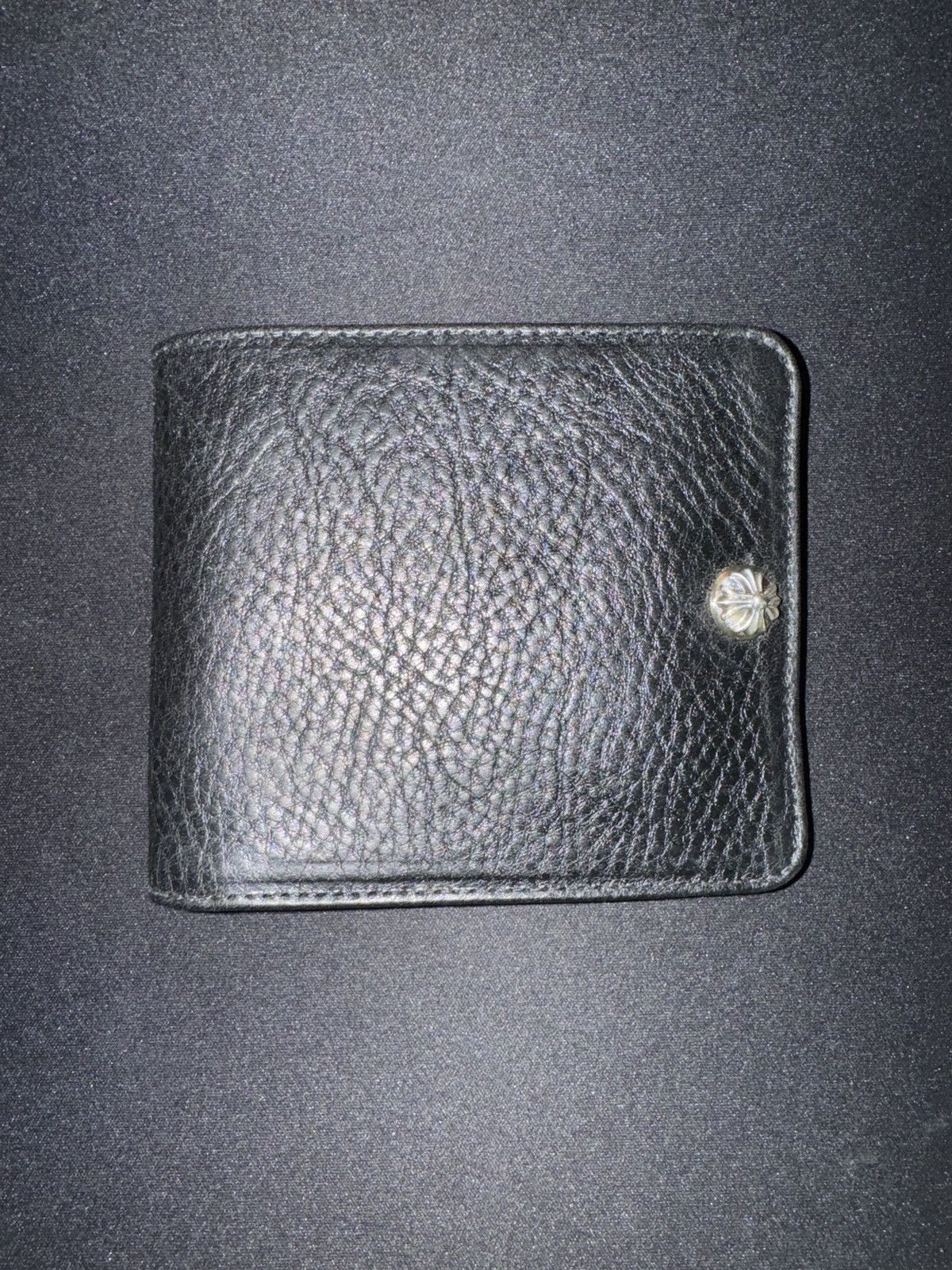 image of Chrome Hearts Bifold Silver Buckle Wallet in Black, Men's