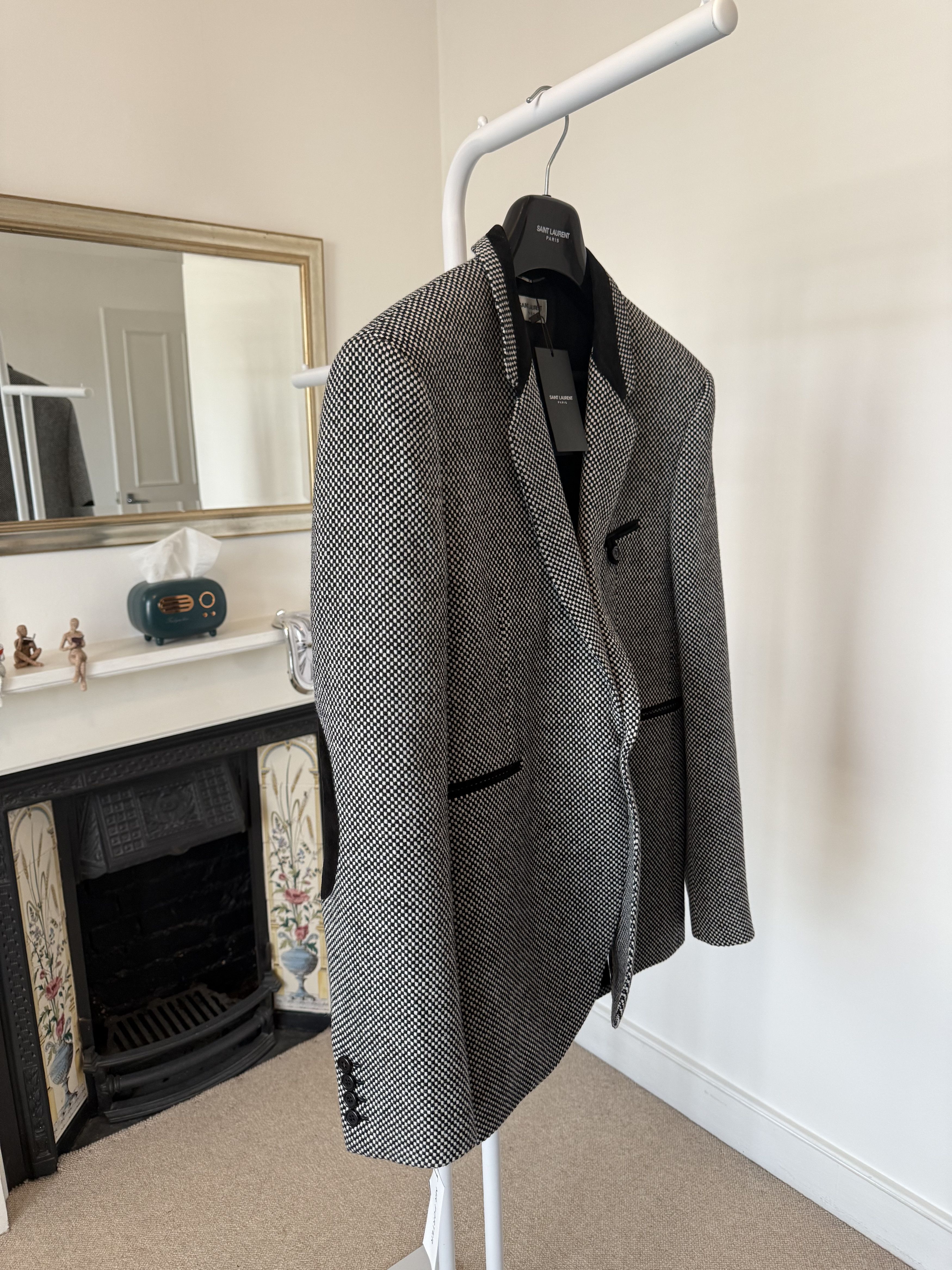 Saint Laurent Paris SS19 Saint Laurent Black and Off-White Tweed Allure Blazer Size 52R - 6 Thumbnail