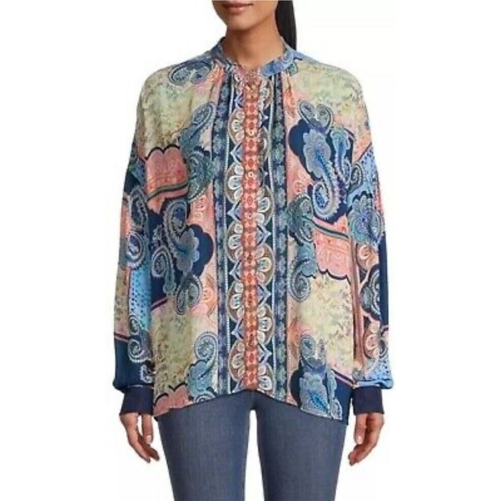 Johnny Was Johnny Was Onda Blouse S Paisley Bishop Sleeve Button Up Size S / US 4 / IT 40 - 9 Thumbnail