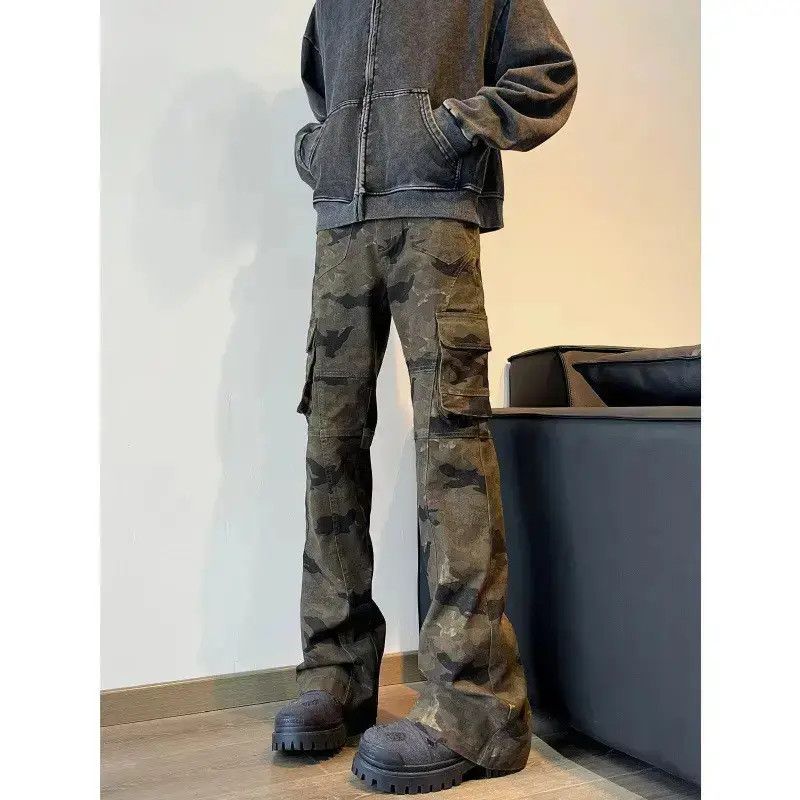 Japanese Brand Retro hip-hop camouflage micro flared jeans Size US 32 / EU 48 - 2 Thumbnail