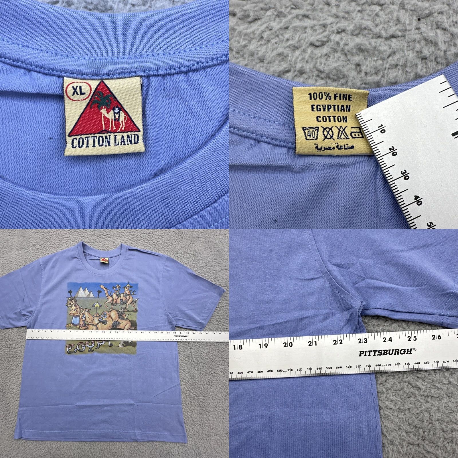 Vintage VINTAGE Cotton Land T-Shirt Mens XL Blue 100% Cotton Tourist Print Crew Neck Short Sleeve Size US XL / EU 56 / 4 - 8 Thumbnail