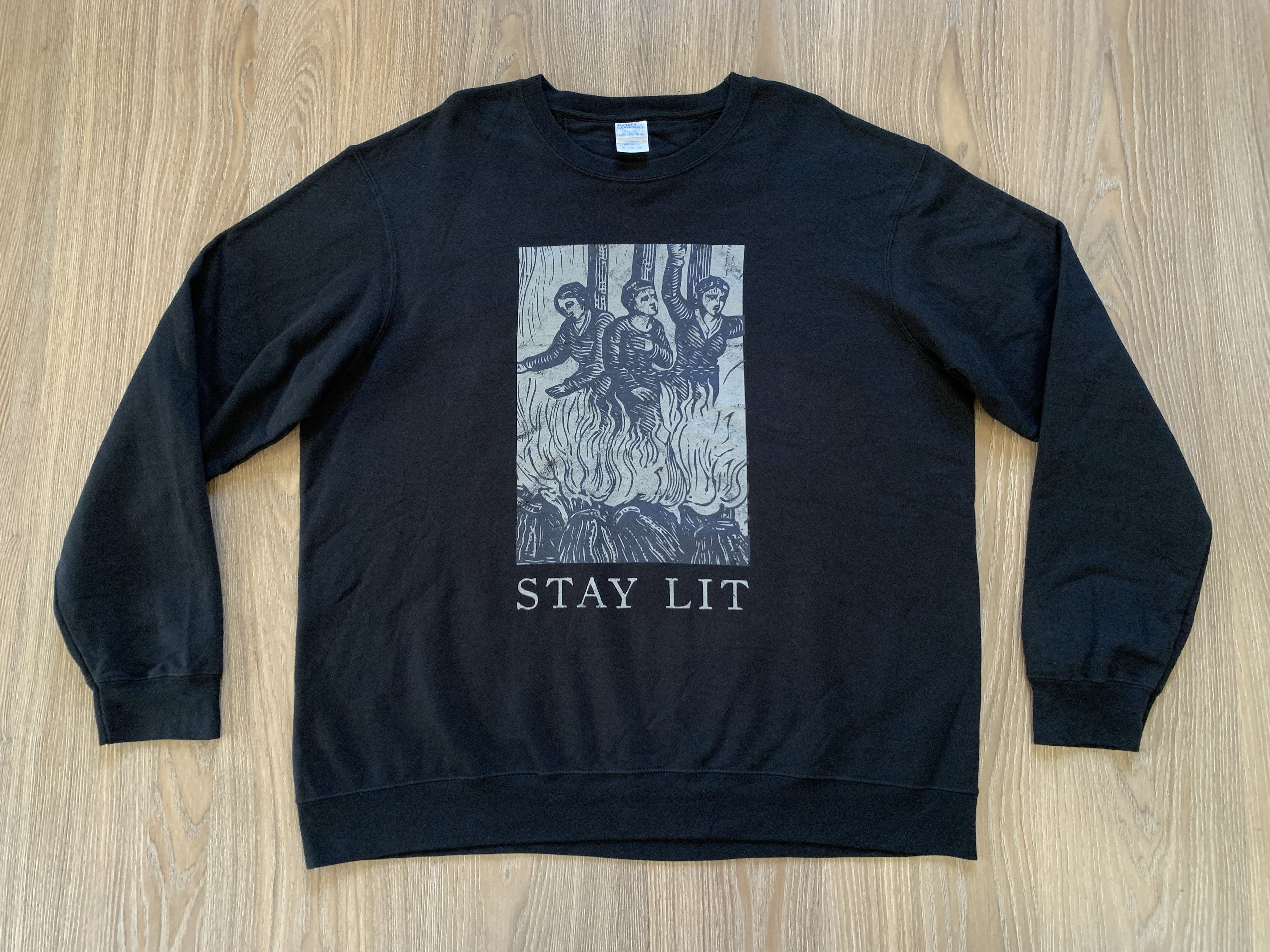 Band Tees × Vintage Stay Lit Witch Burning Printed Sweatshirt Size US XL / EU 56 / 4 - 2 Thumbnail