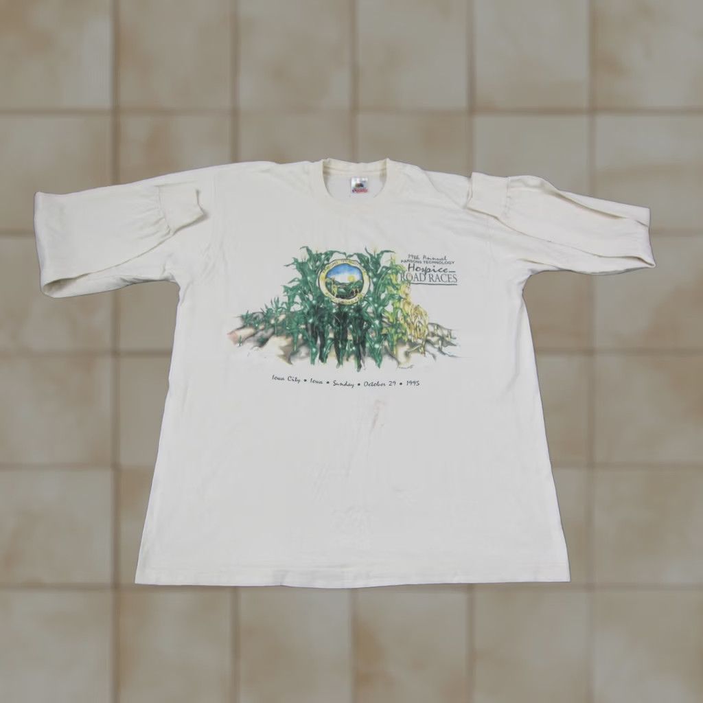 Fruit Of The Loom Vintage Marathon Shirt Mens Extra Large White Iowa Corn Single Stitch USA Made Size US XL / EU 56 / 4 - 1 Thumbnail
