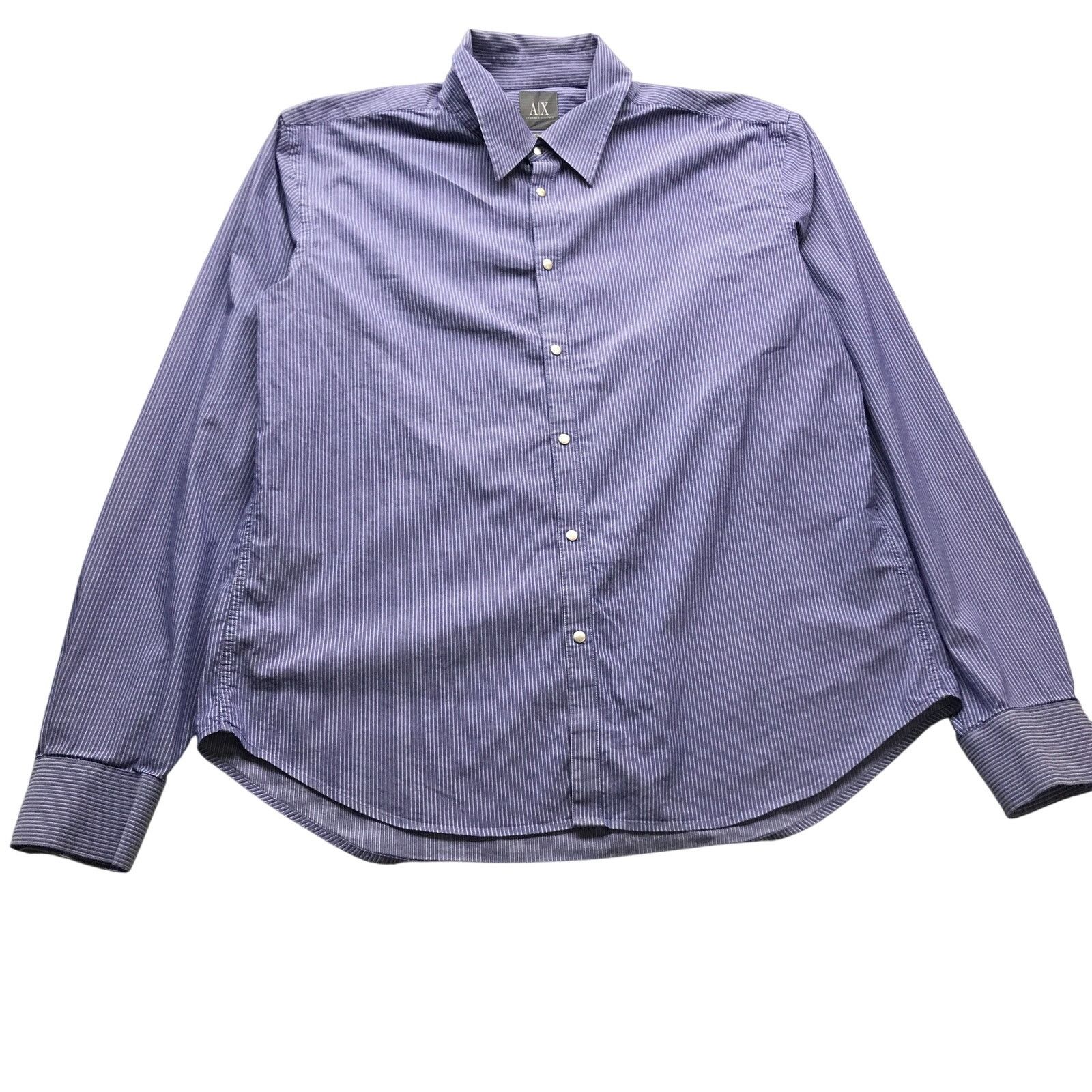 Armani Exchange Armani Exchange Button Up Dress Shirt Mens L Pinstripe Blue Size US L / EU 52-54 / 3 - 1 Thumbnail