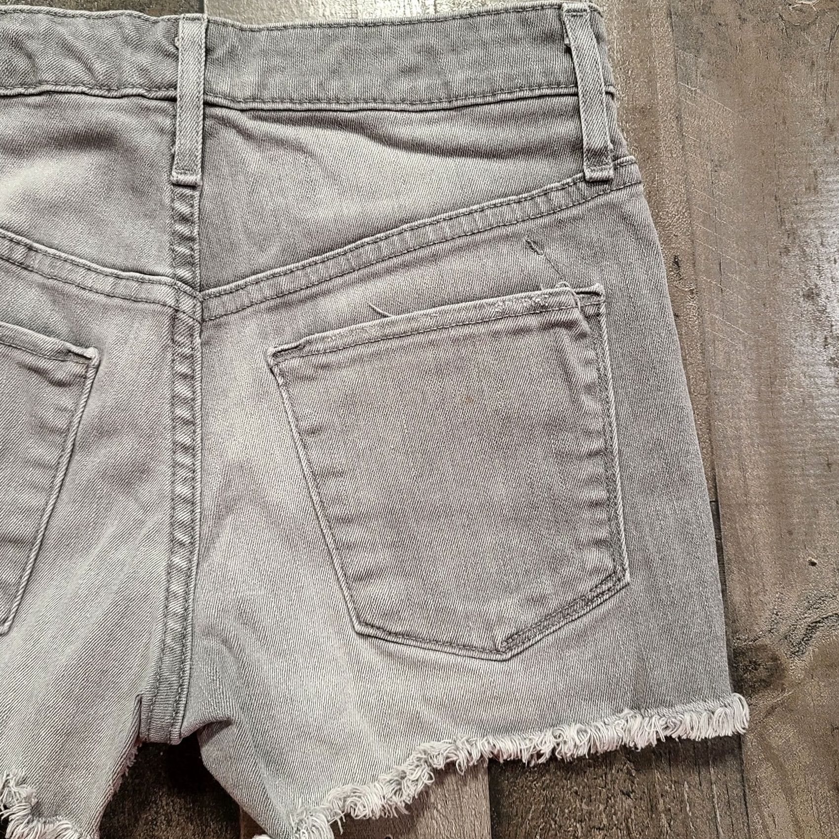 Mossimo Mossimo Shorts Womens 0/25 Gray Cut-Off High Rise Button-Fly Stretch Light Denim Shirt? Size 40" / US 18 - 7 Thumbnail