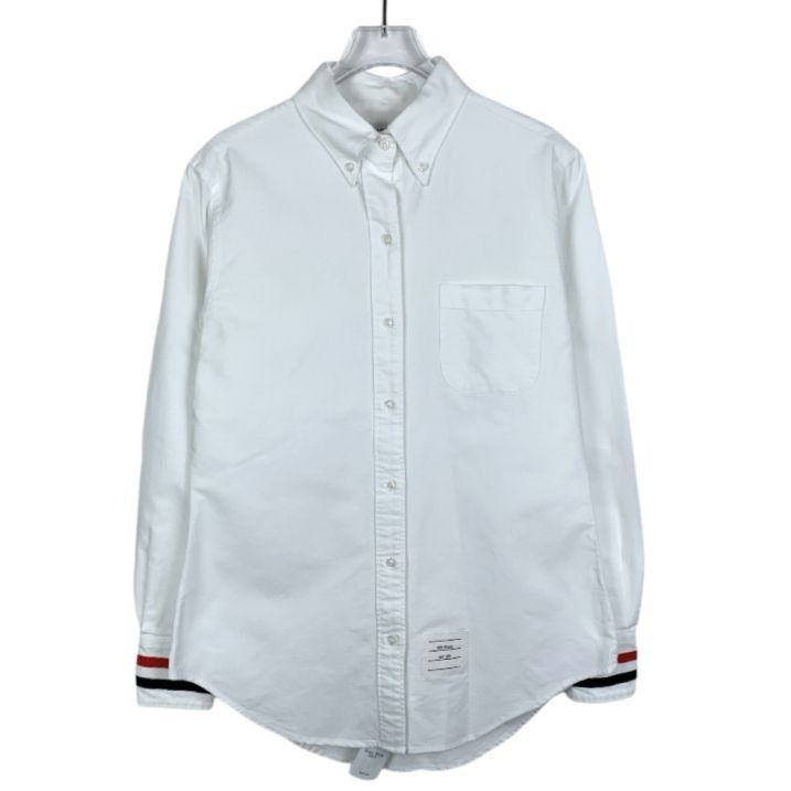Thom Browne Thom Browne White Button-Down Oxford Shirt W/ Red & Navy Str Size US XS / EU 42 / 0 - 1 Thumbnail