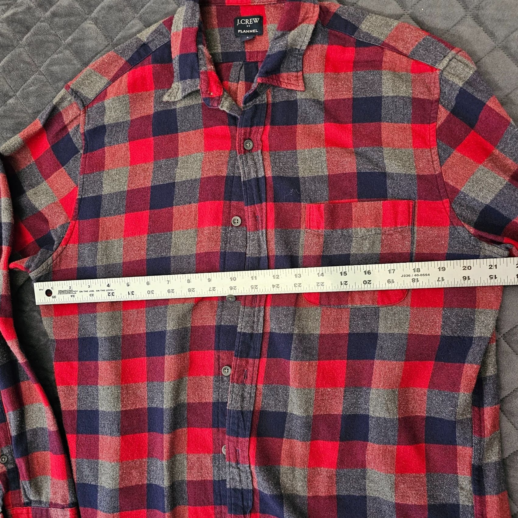 J.Crew J.Crew Flannel Button-Up Shirt Mens Large Red Blue Check Slim Fit Size US L / EU 52-54 / 3 - 6 Thumbnail