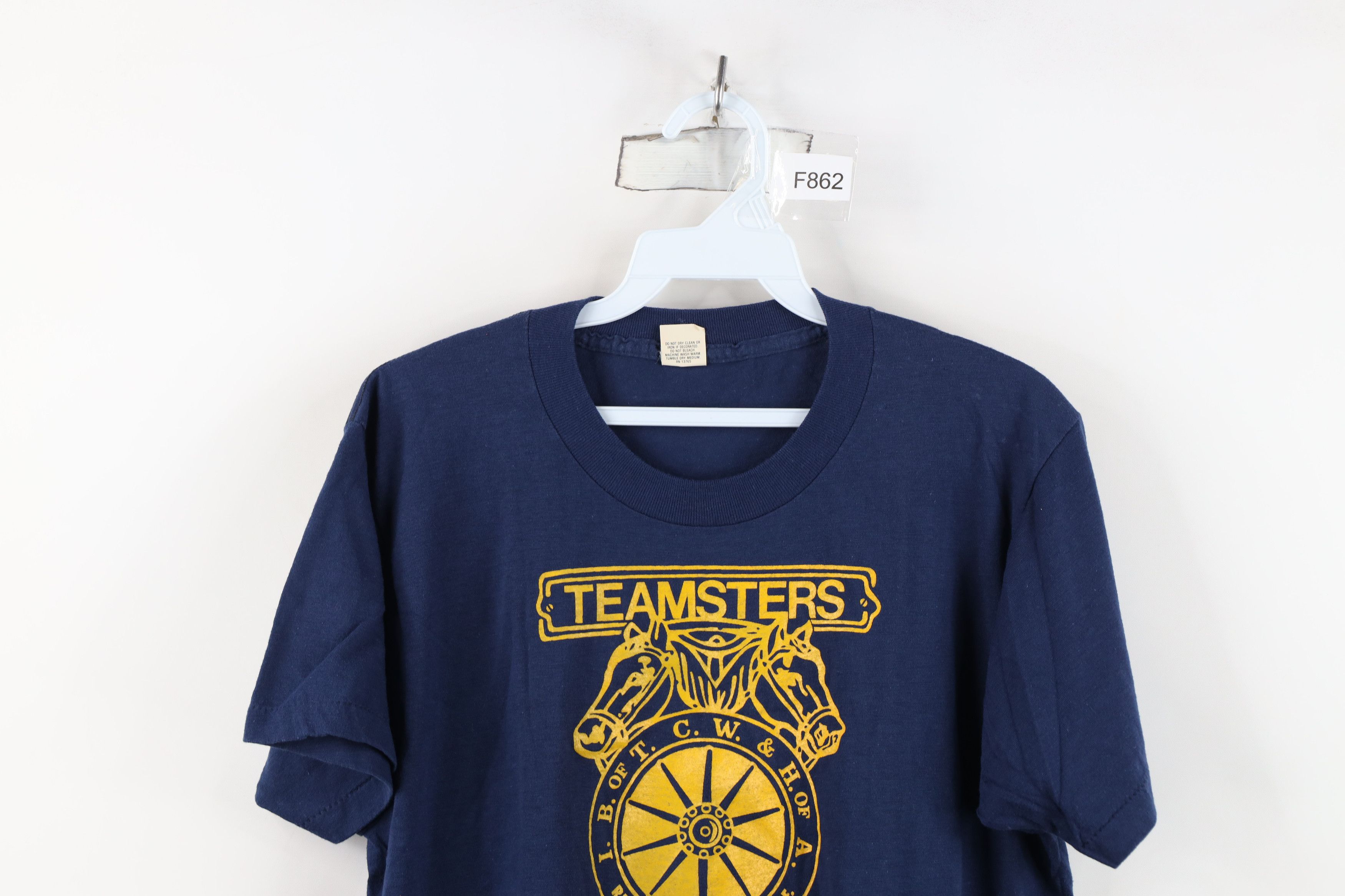 Vintage Vintage 80s Teamsters 20 Union Short Sleeve T-Shirt Blue USA Size US L / EU 52-54 / 3 - 2 Thumbnail